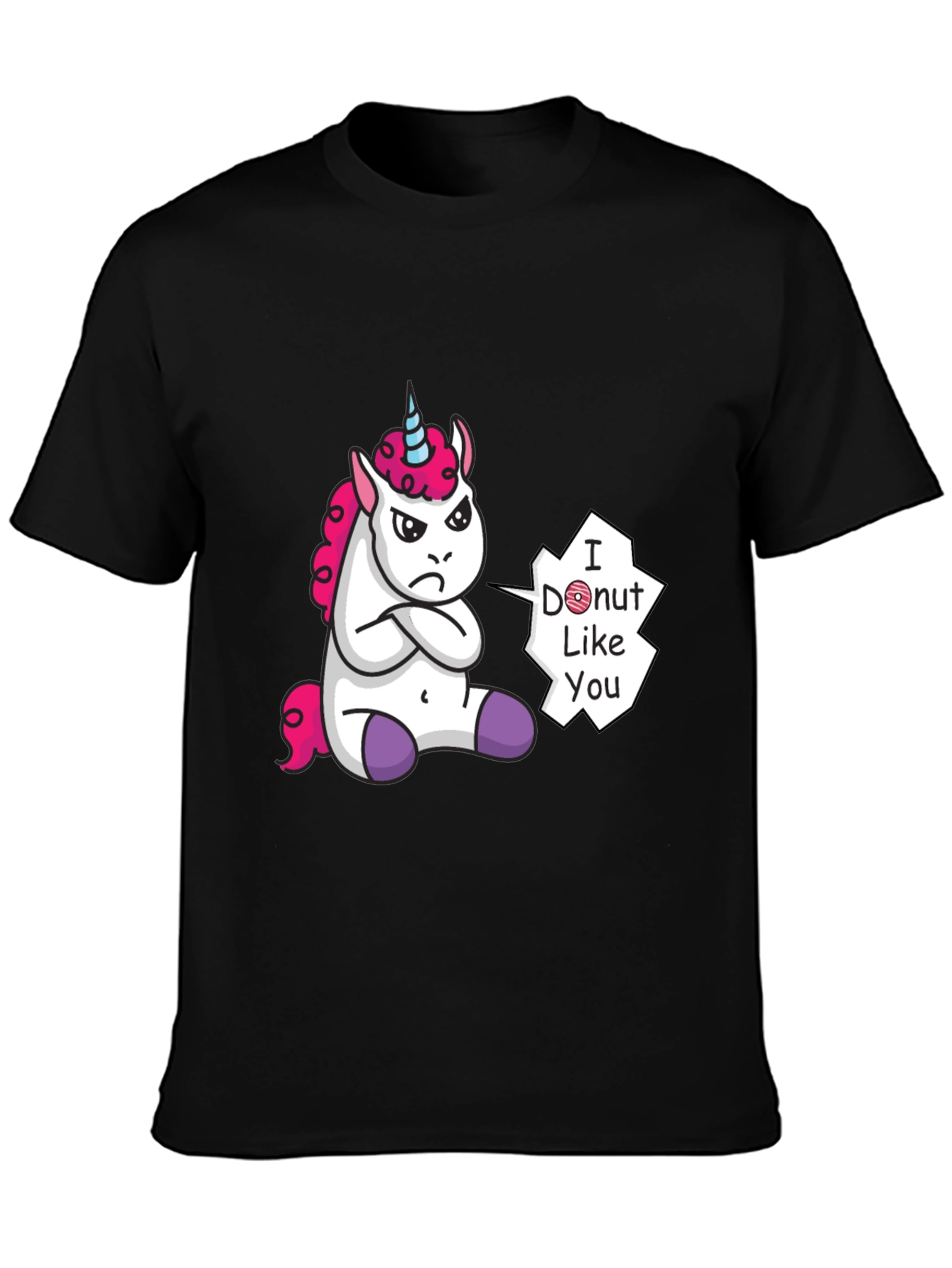 Black Funny Unicorn 'I Donut Like You' Graphic Tee view 3