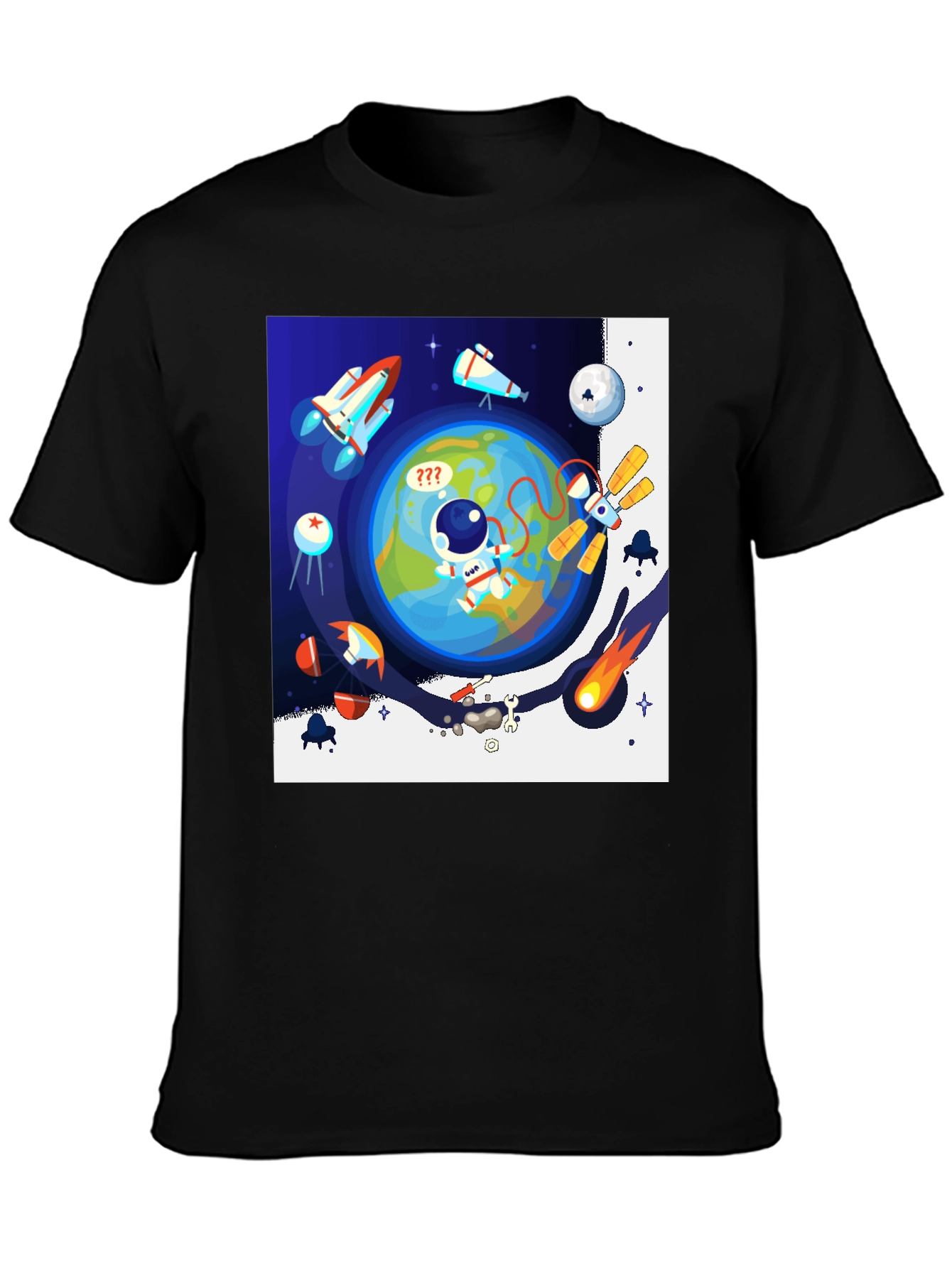 Black Astronaut in Space Graphic T-Shirt - Black view 3