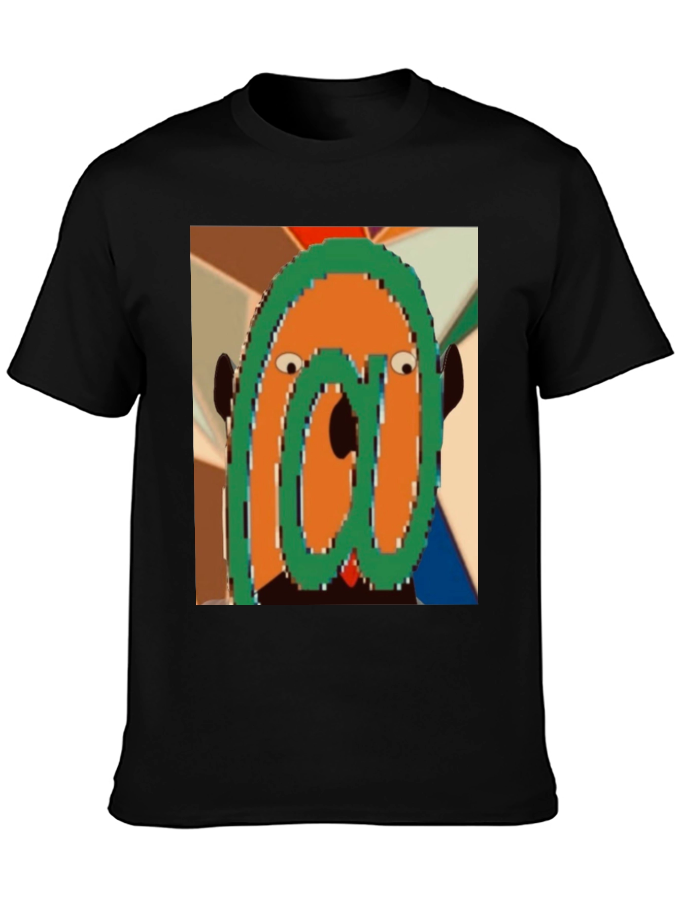 Black Unique Cartoon Face Graphic Tee - Black view 3