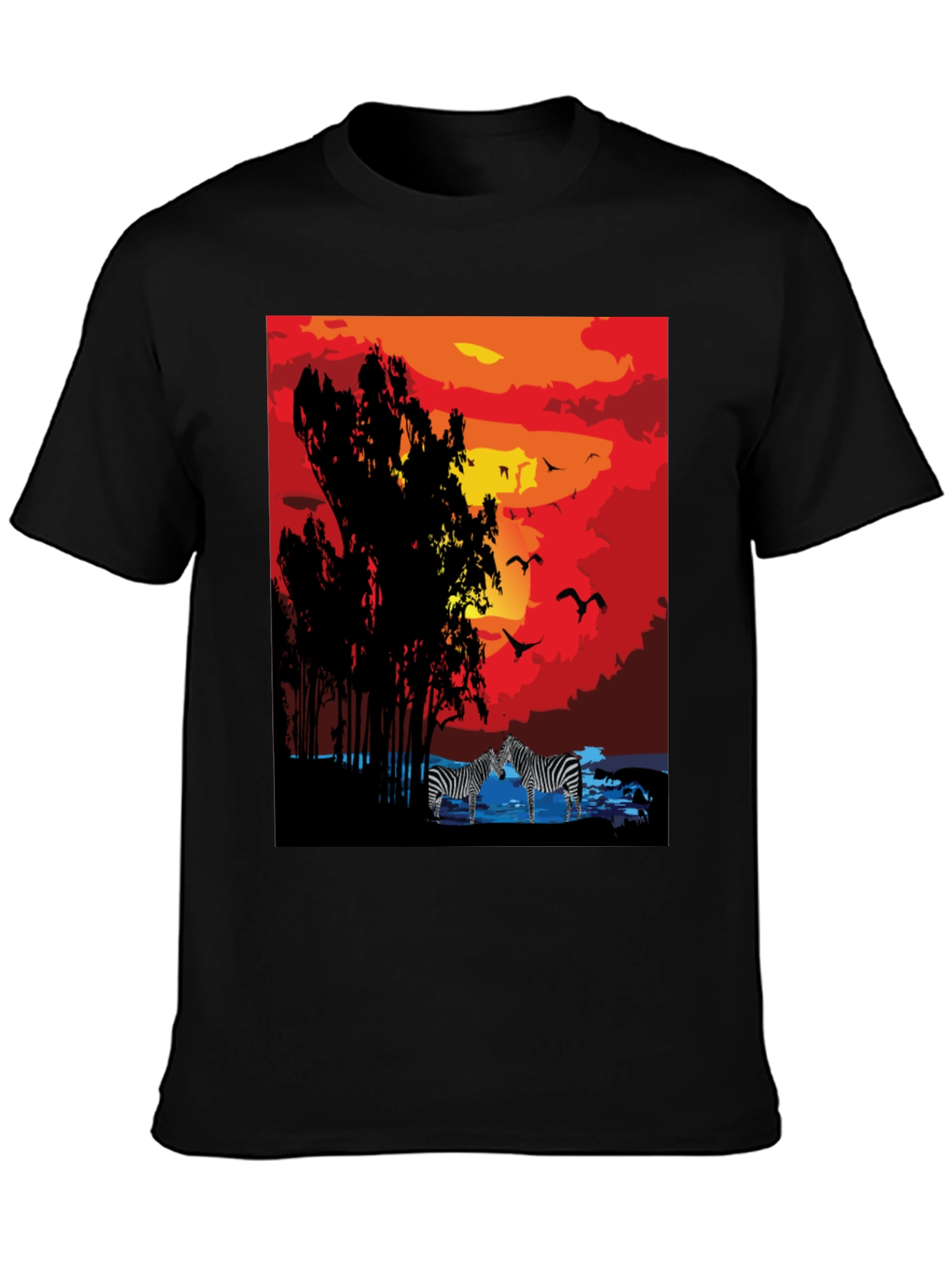Black Sunset Zebra Graphic T-Shirt view 3