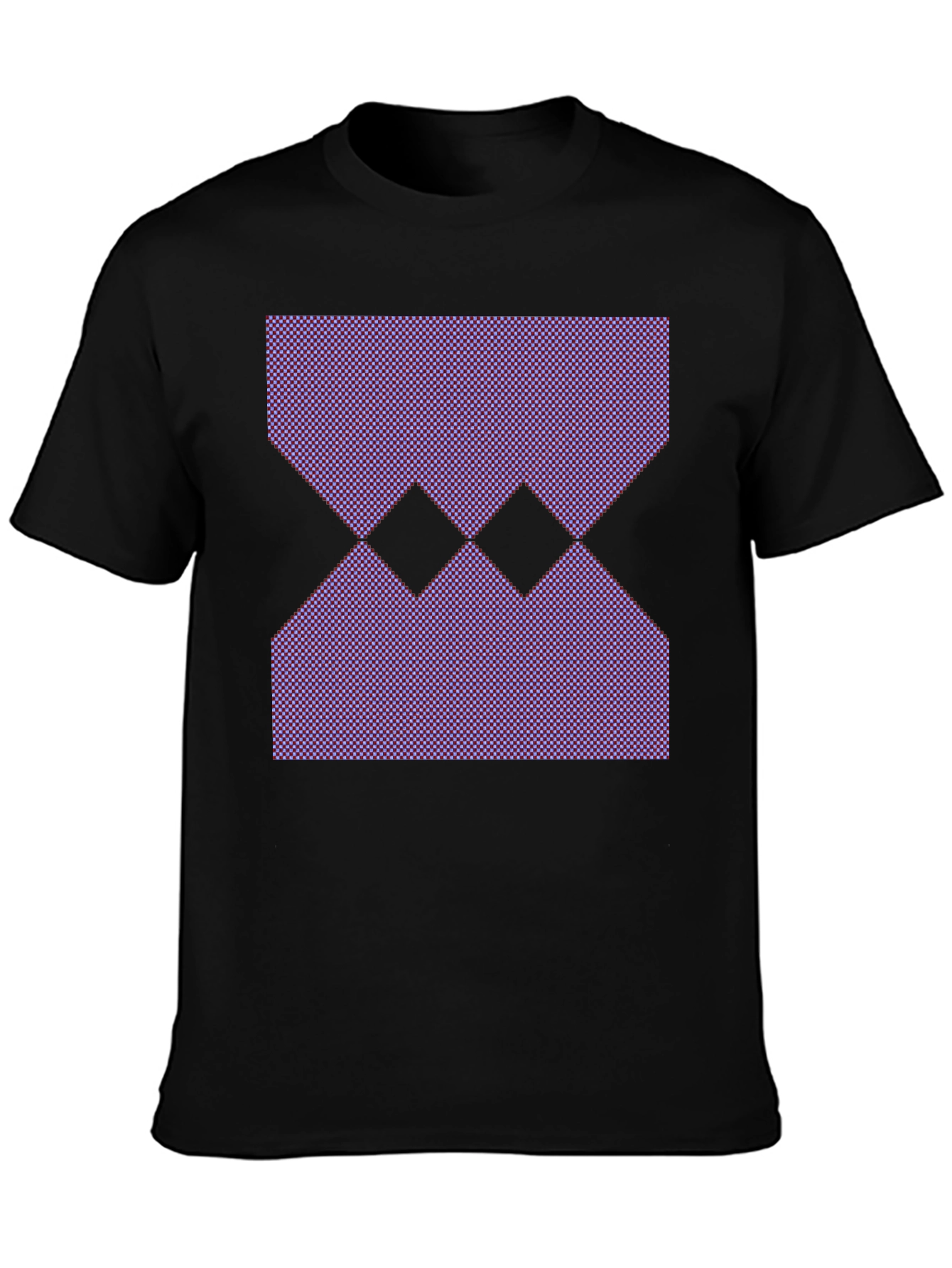 Black Geometric Pattern Black T-Shirt view 3