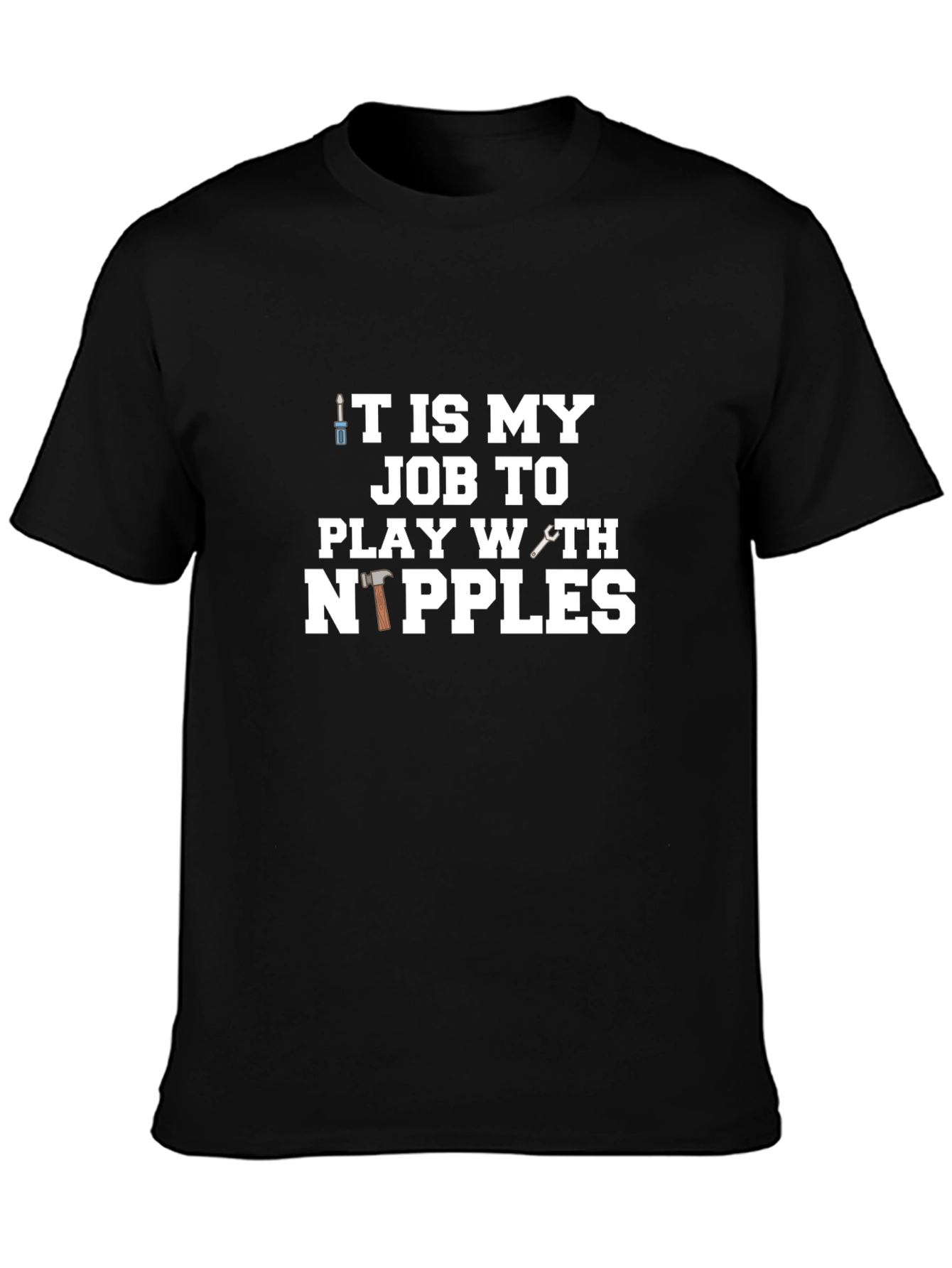 Black Play With Nipples Funny Graphic Tee Shirt view 3