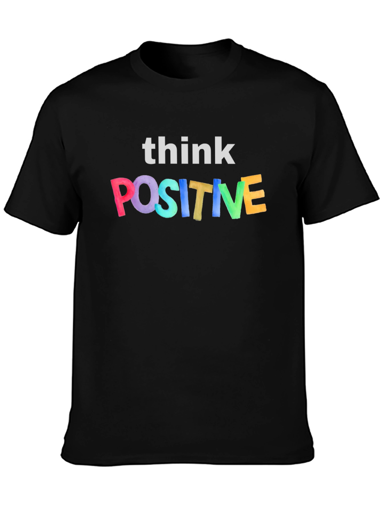 Black Think Positive Graphic Tee - Black Unisex T-Shirt view 3
