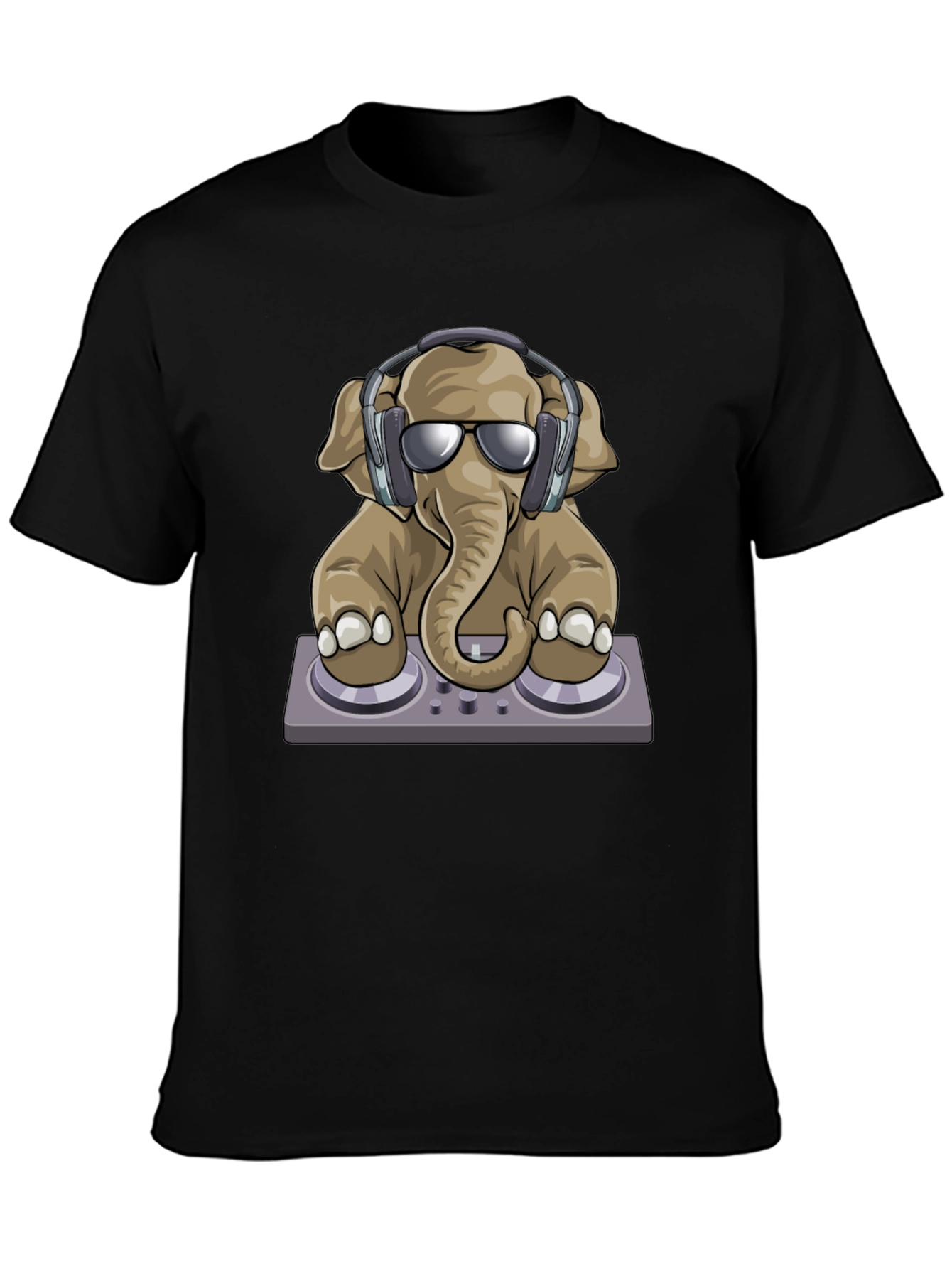 Black DJ Elephant T-Shirt - Cool Graphic Tee view 3