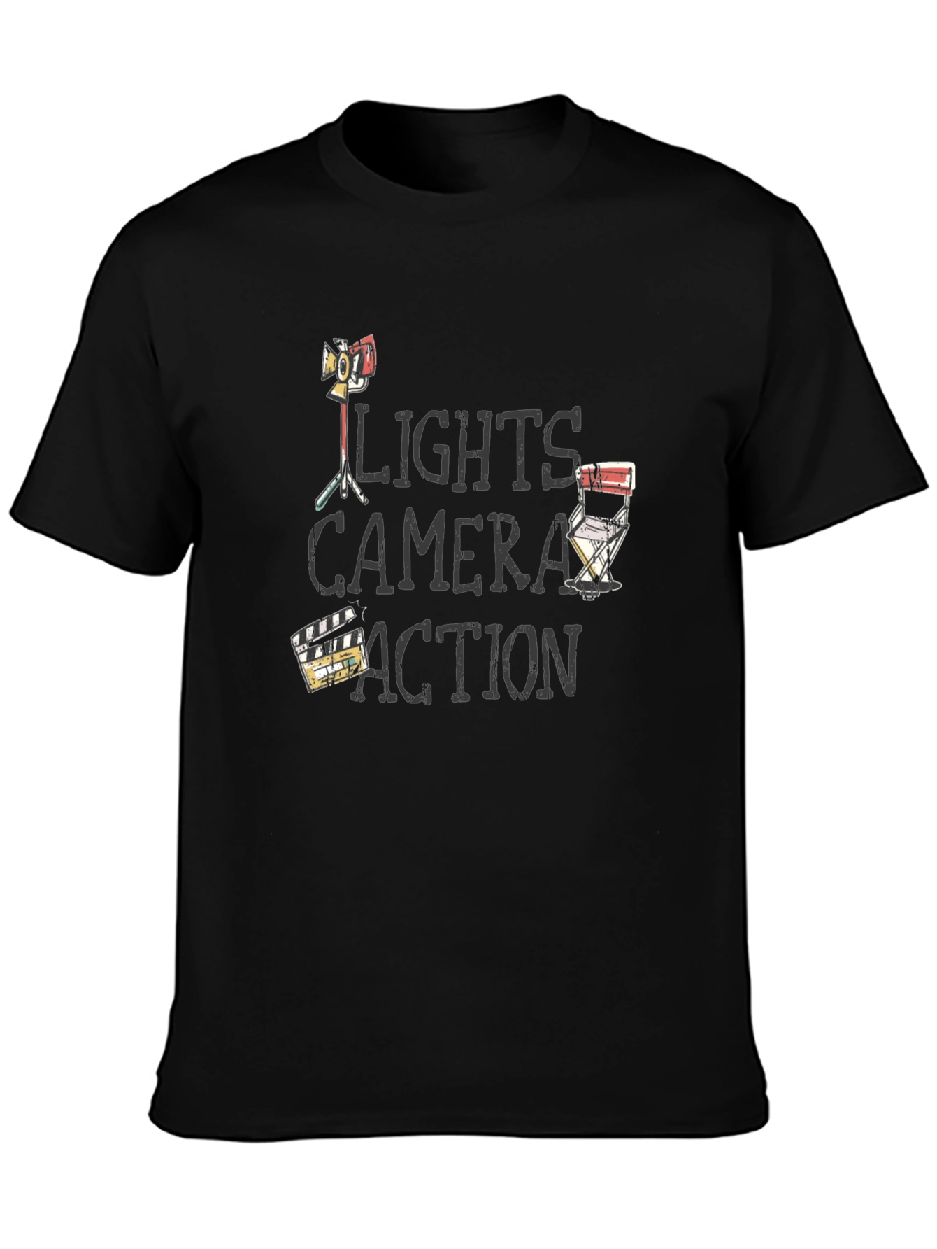 Black Lights Camera Action Graphic Tee view 3