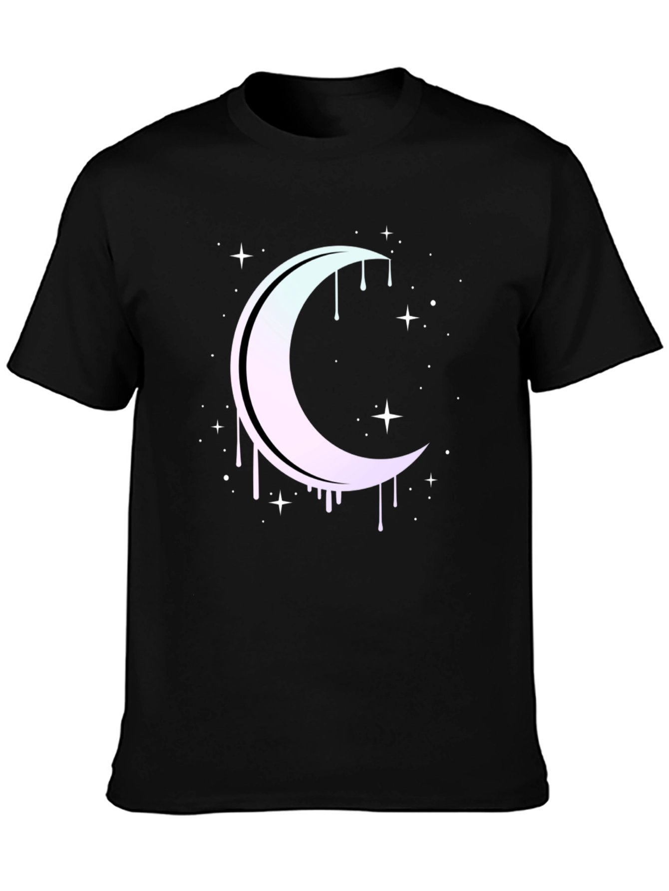 Black Mystic Moon Drip Graphic Tee - Black view 3