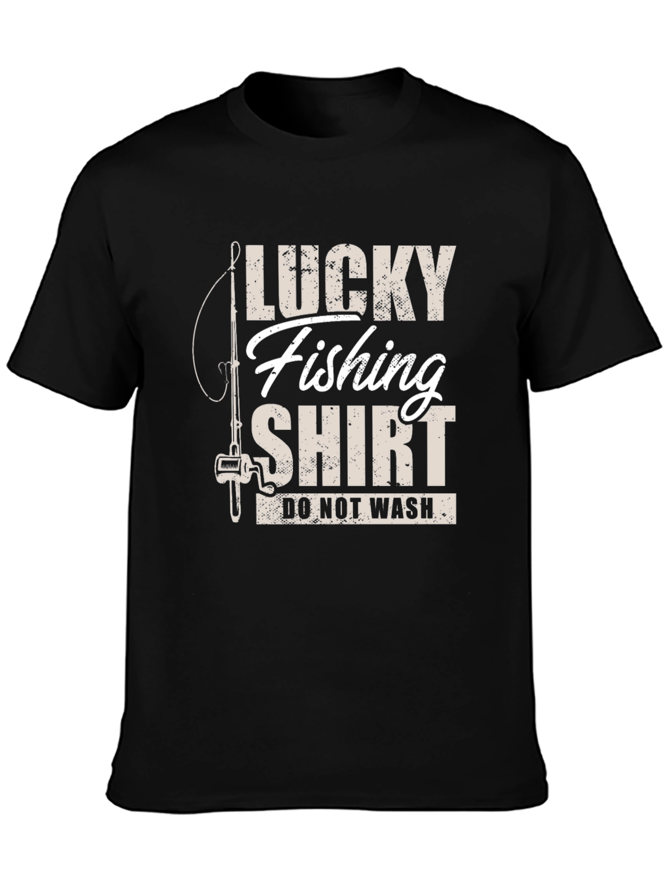 Black Lucky Fishing Shirt - Novelty Graphic Tee view 3