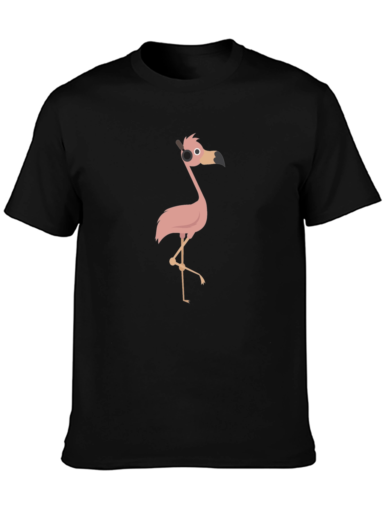 Black Cartoon Flamingo T-Shirt - Black view 3