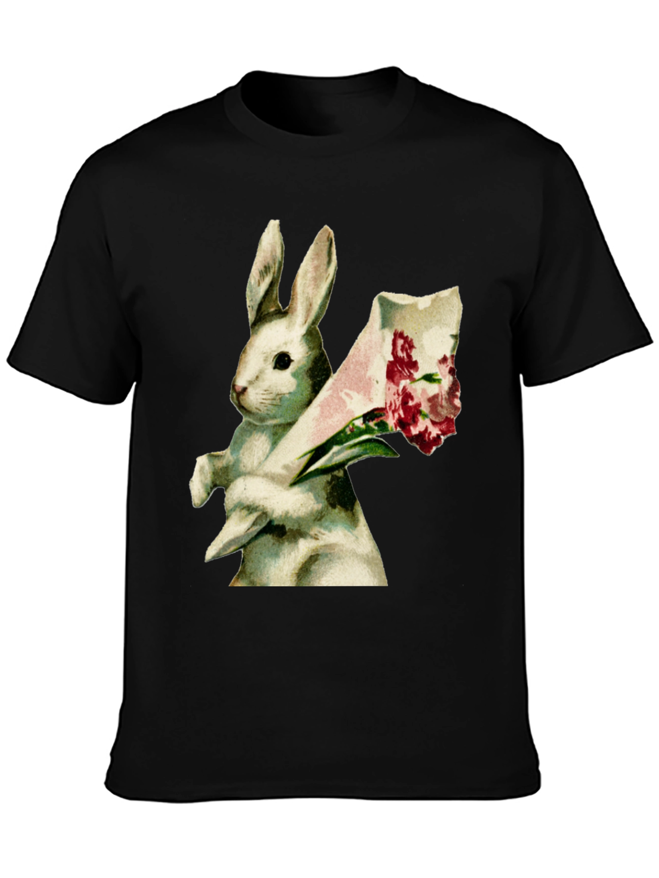 Black Bunny Bouquet Graphic Tee - Soft Cotton Comfort view 3