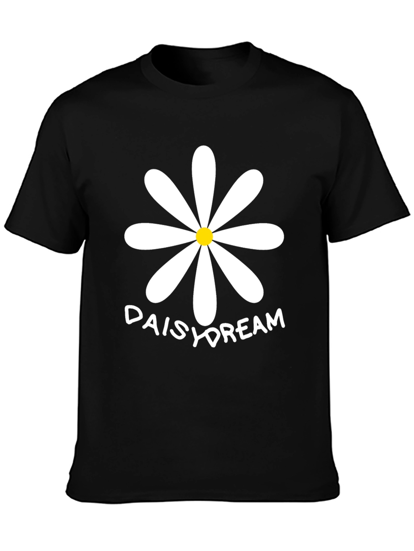 Black Daisy Dream T-Shirt - Black Cotton Tee view 3
