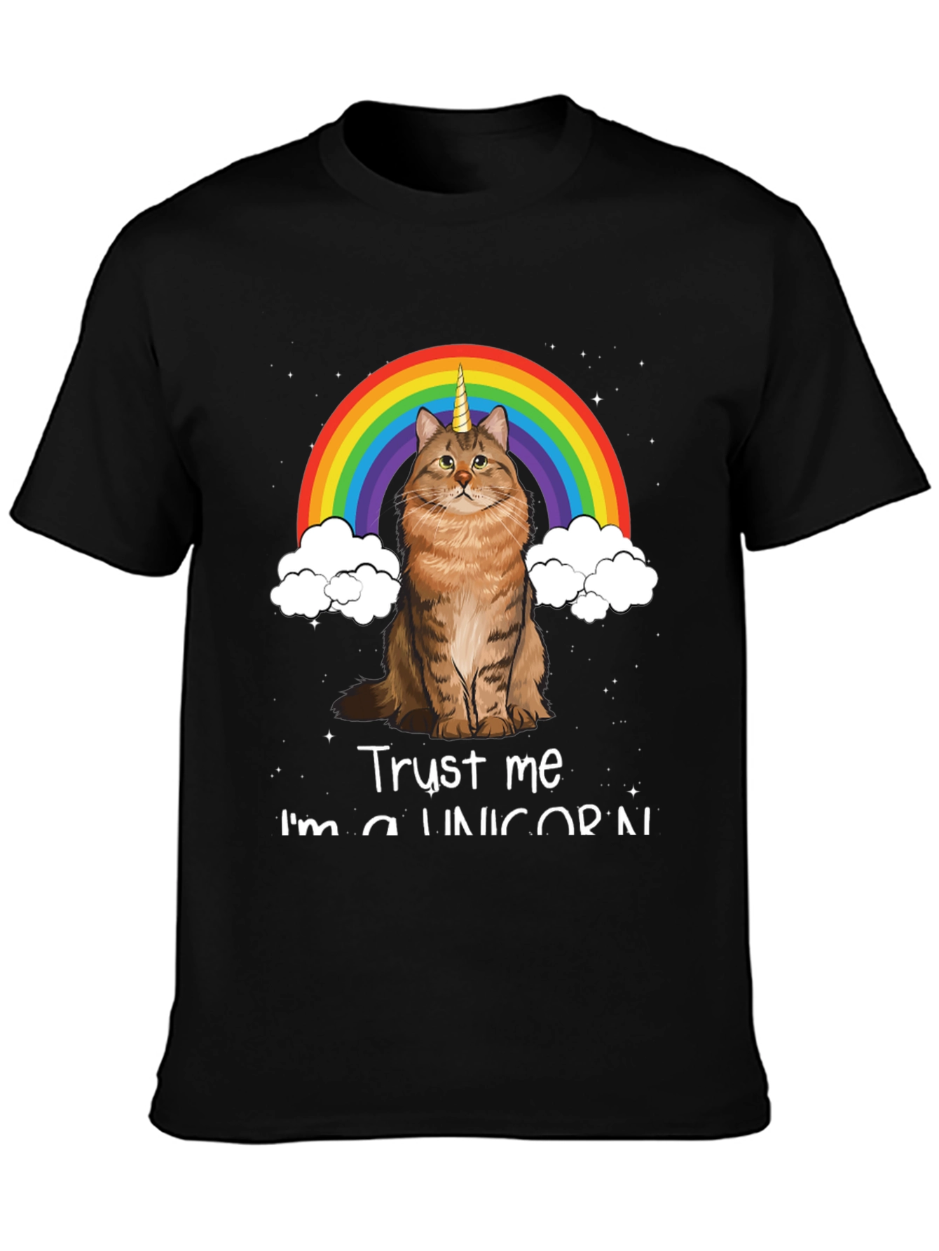 Black Unicorn Cat Rainbow T-Shirt - Trust Me I'm a Unicorn! view 3