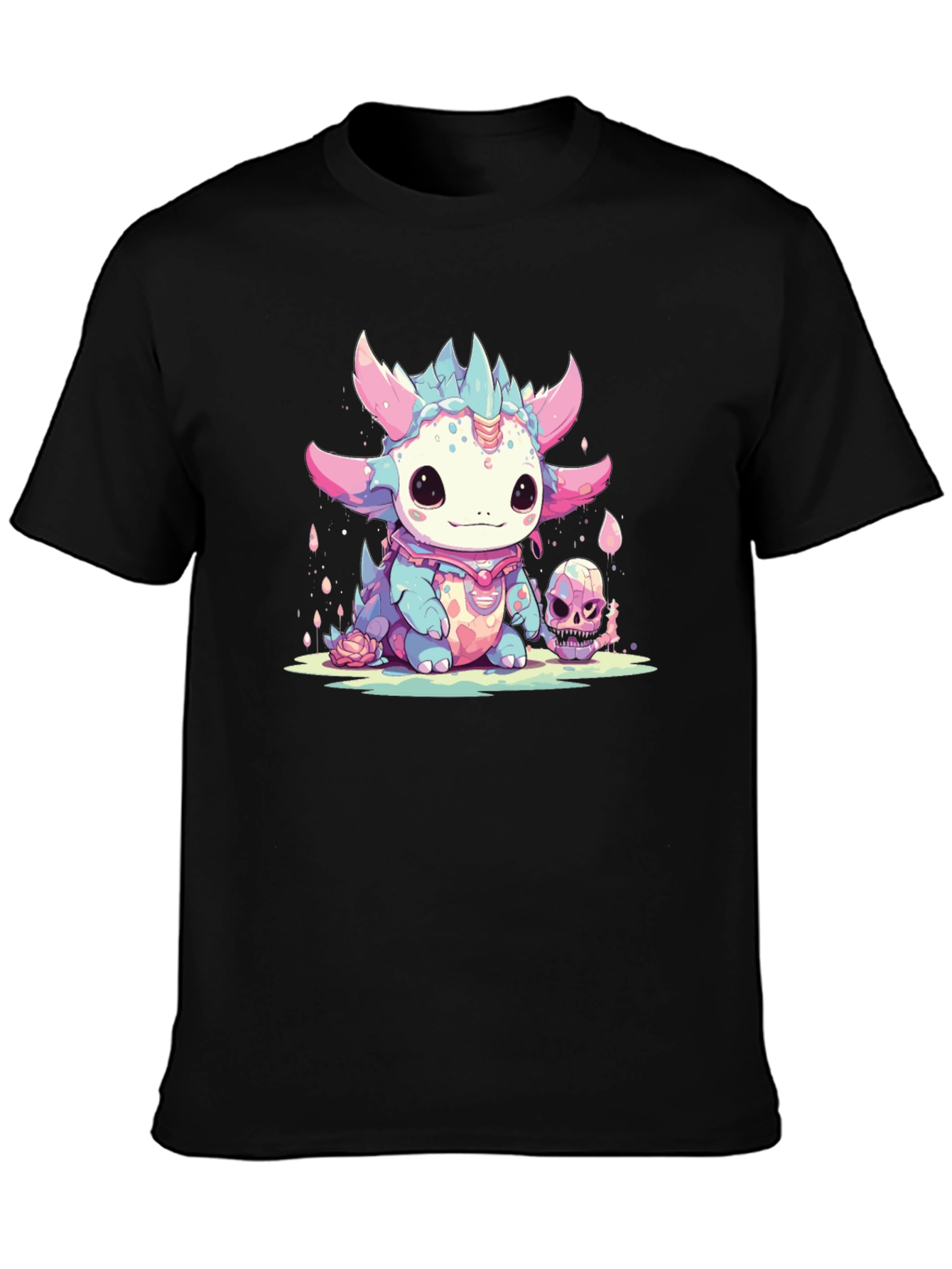 Black Kawaii Dragon Tee - Spooky Cute Style view 3