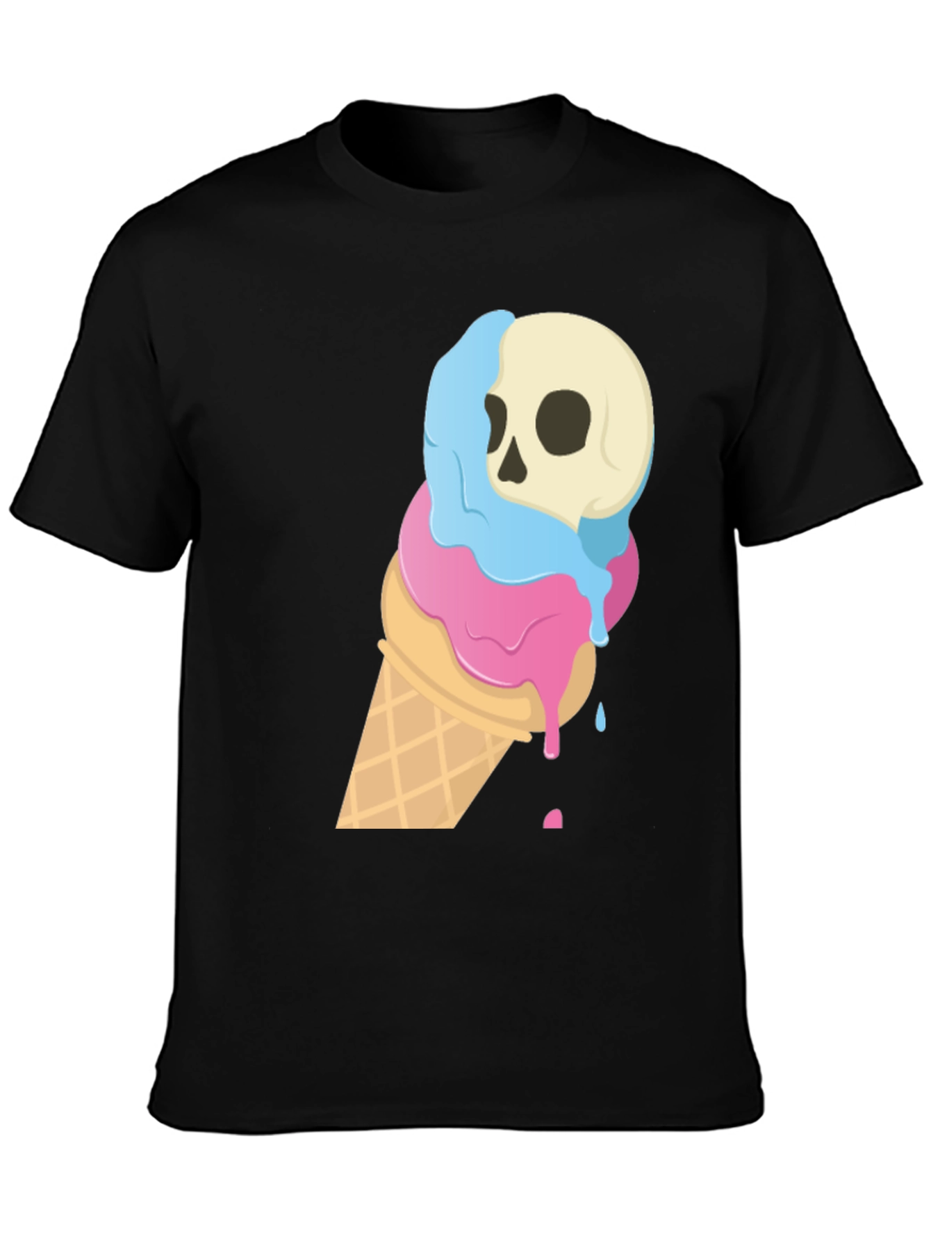 Black Skull Ice Cream Cone Graphic Tee - Black view 3