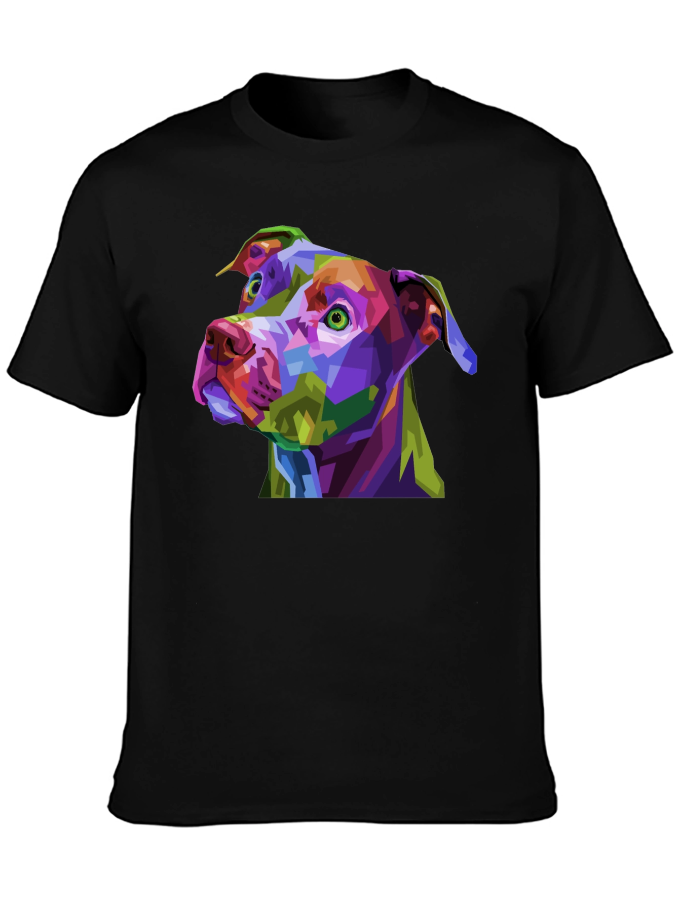 Black Abstract Dog Graphic Black T-Shirt view 3