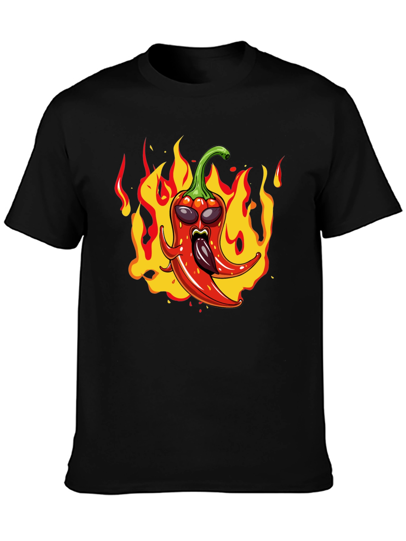 Black Spicy Pepper Graphic Tee - Hot Sauce Lover Shirt view 3