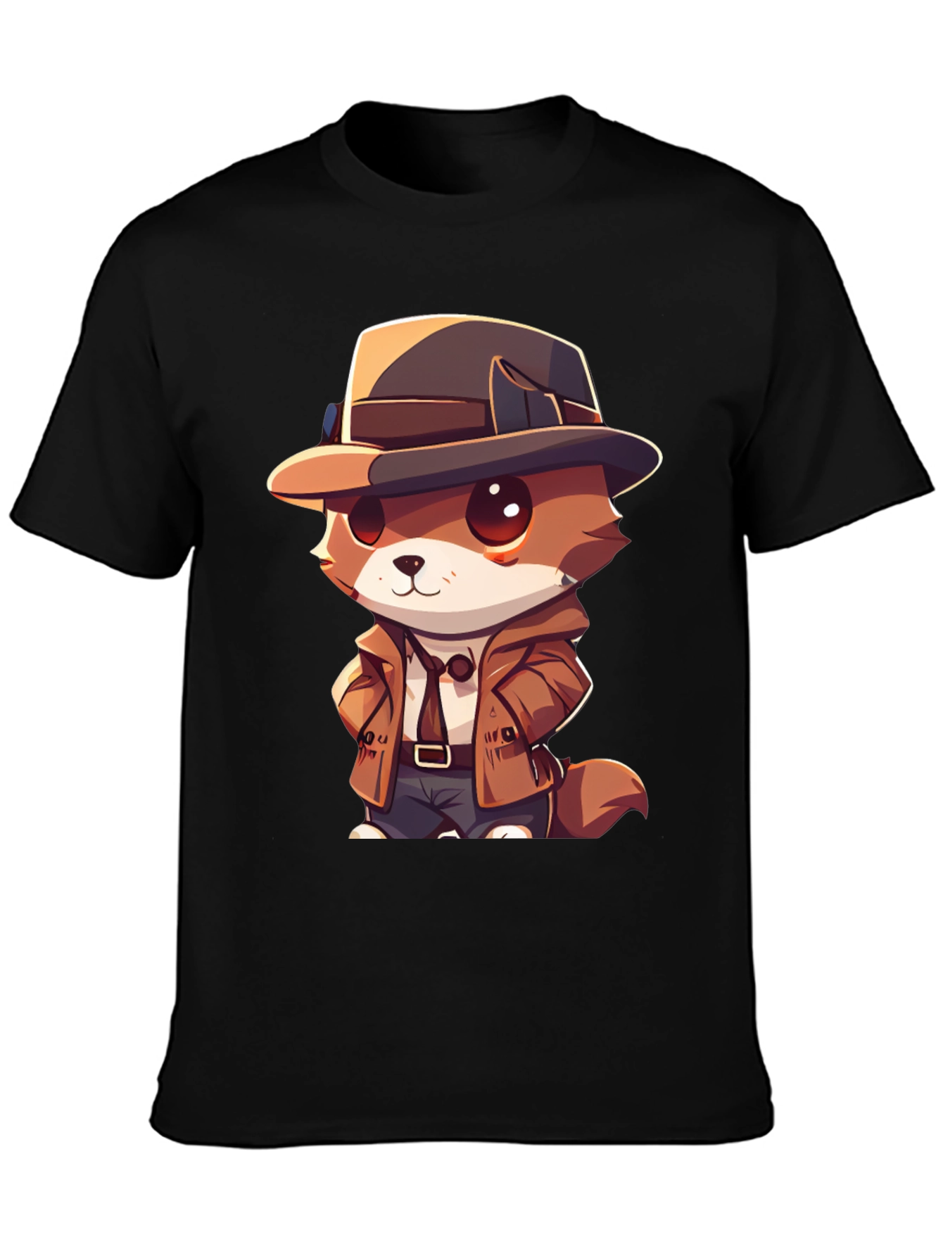 Black Detective Dog T-Shirt - Cartoon Style view 3