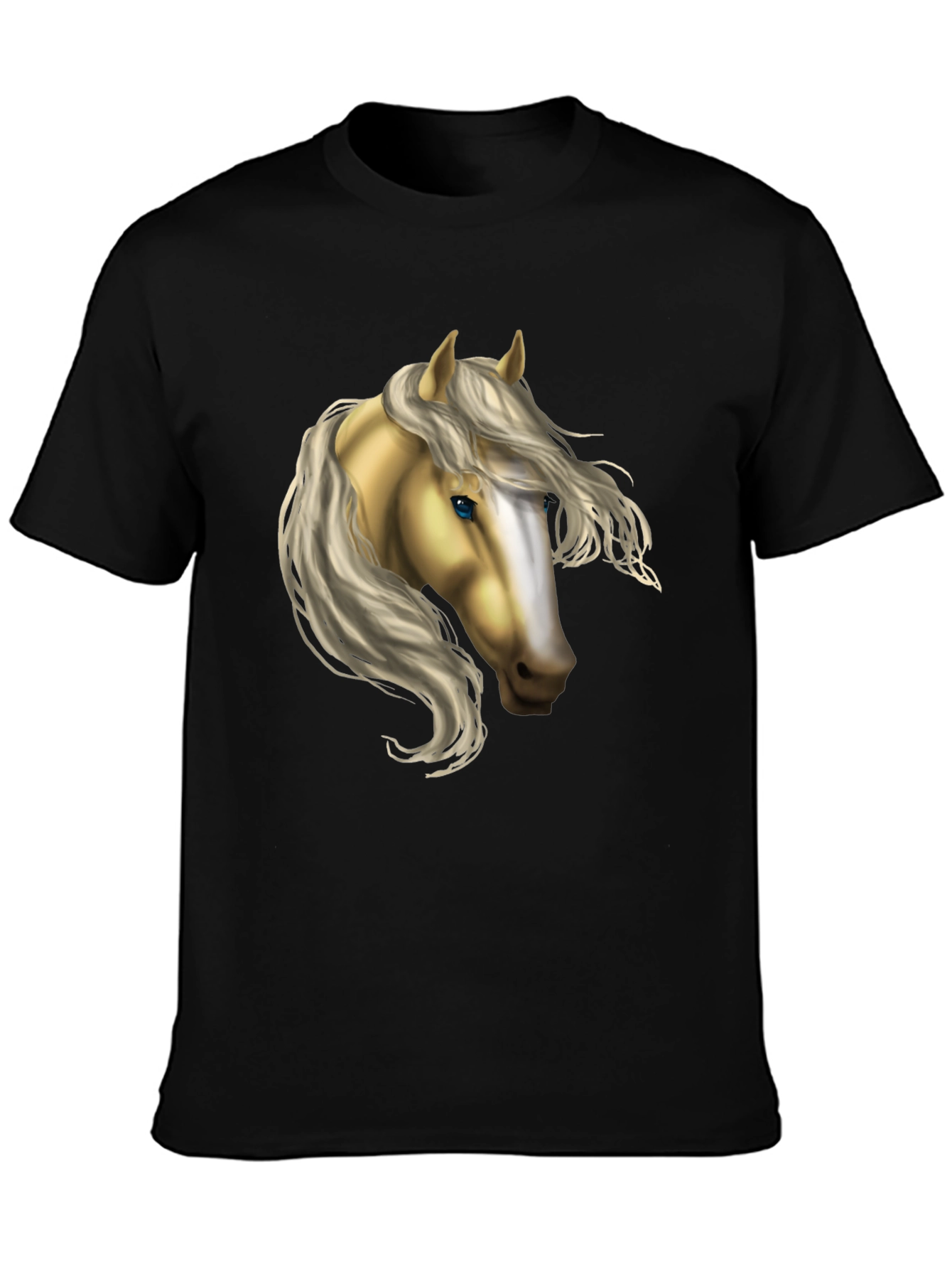 Black Horse Graphic T-Shirt - Black Cotton Blend Tee view 3