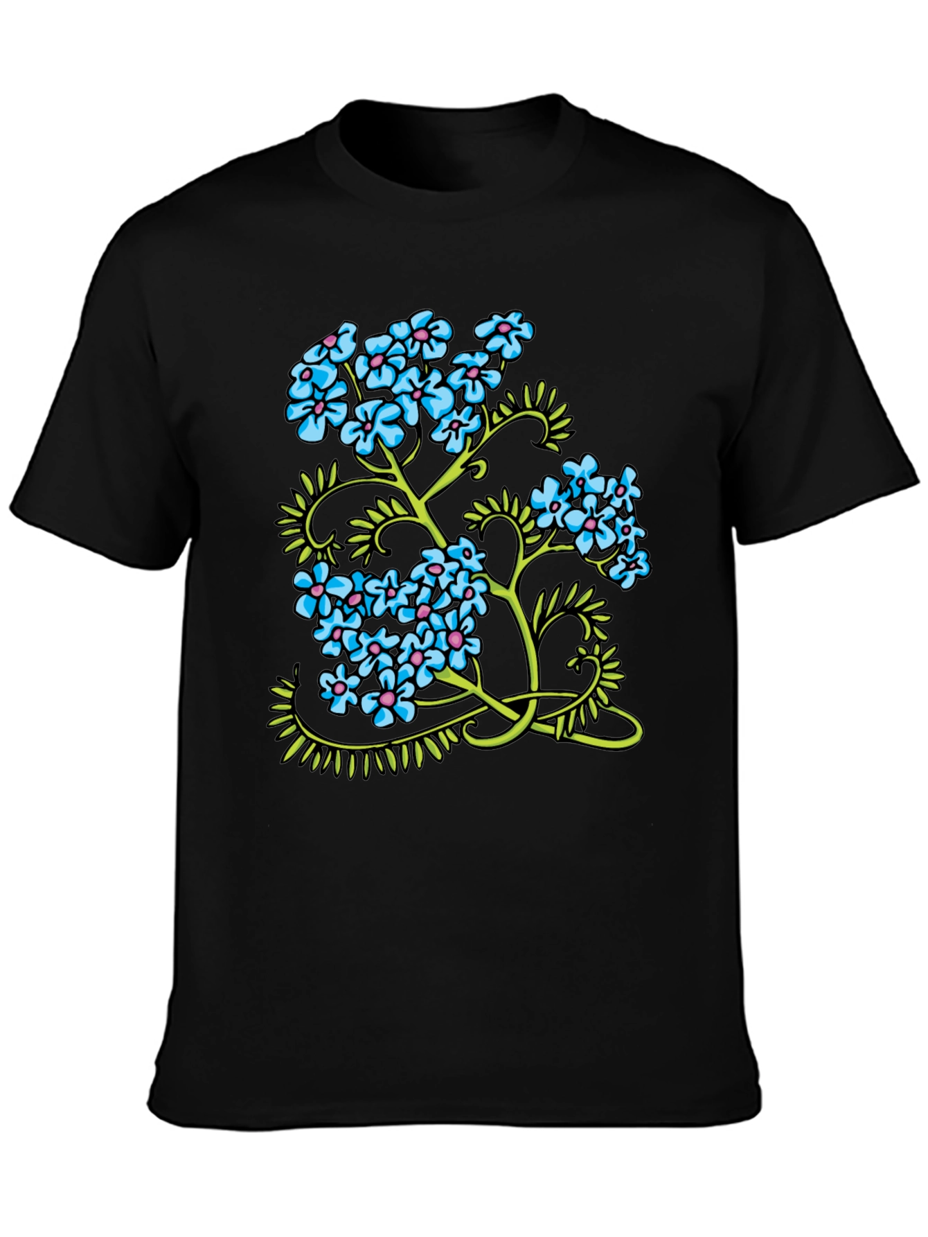 Black Floral Print Black T-Shirt view 3