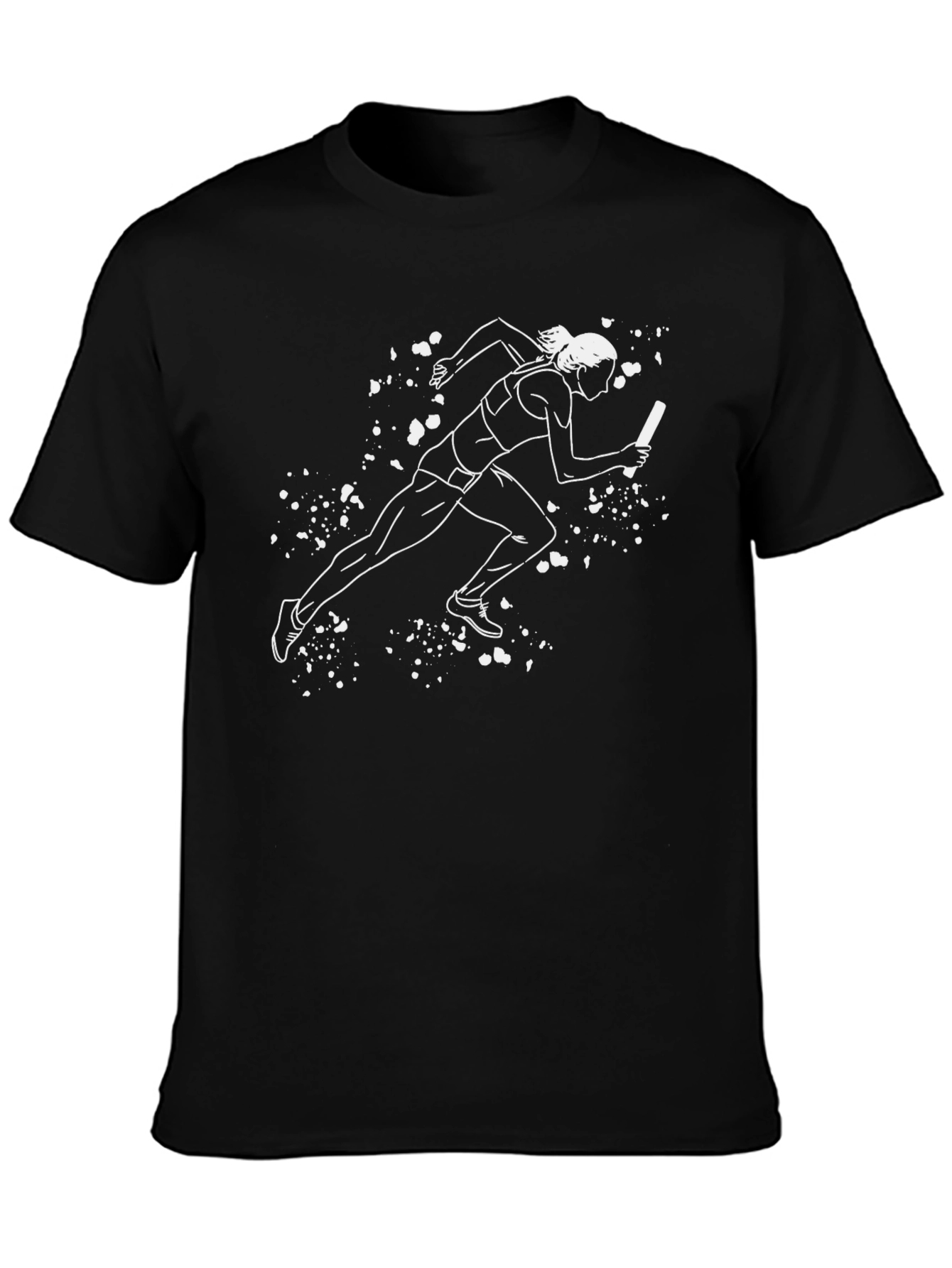 Black Running Relay Race Graphic Tee - Black Cotton T-Shirt view 3