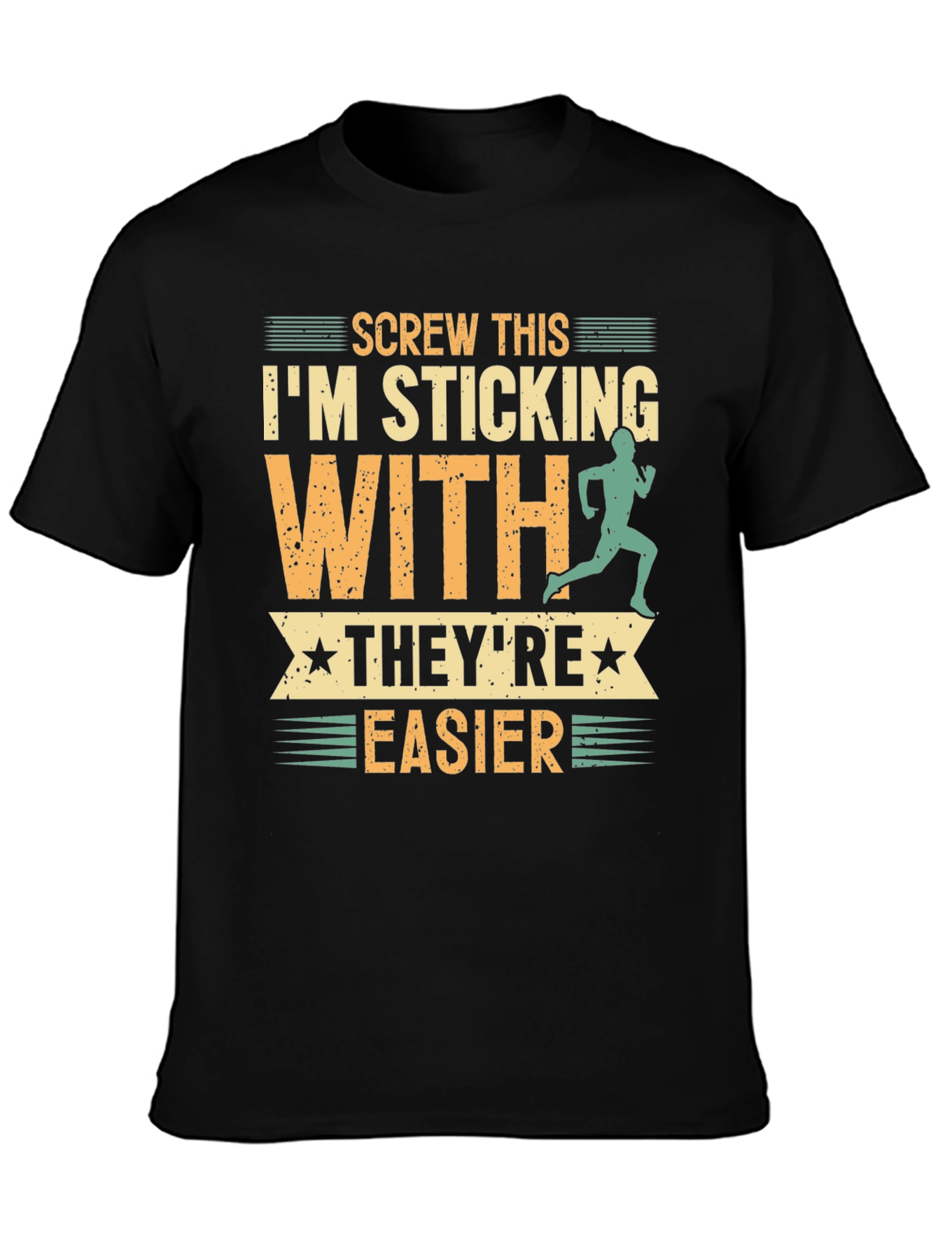 Black Funny Running T-Shirt: Screw This, They're Easier! view 3