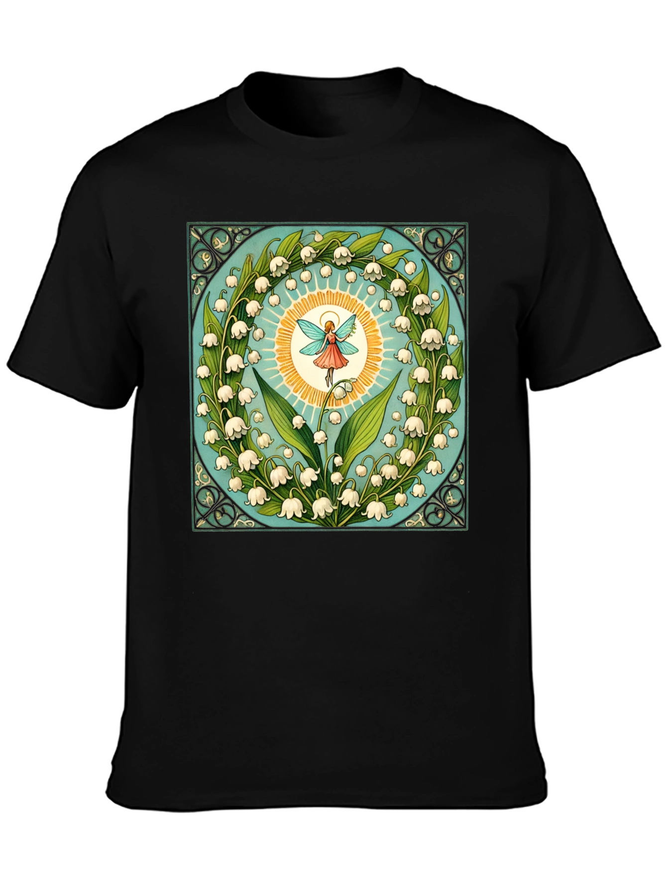 Black Lily of the Valley Fairy Graphic Tee view 3