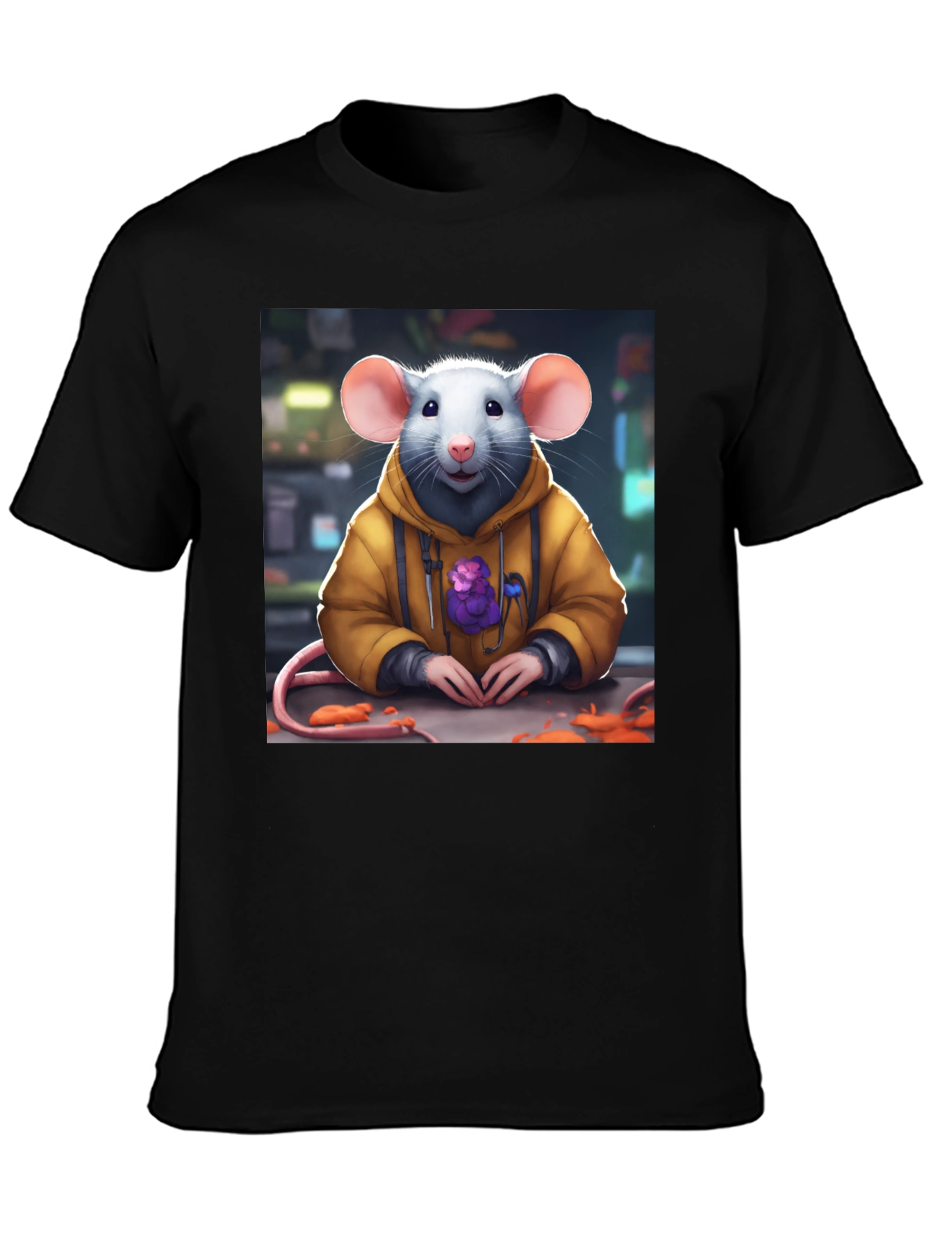 Black Rat in Hoodie T-Shirt - Unique Graphic Tee view 3