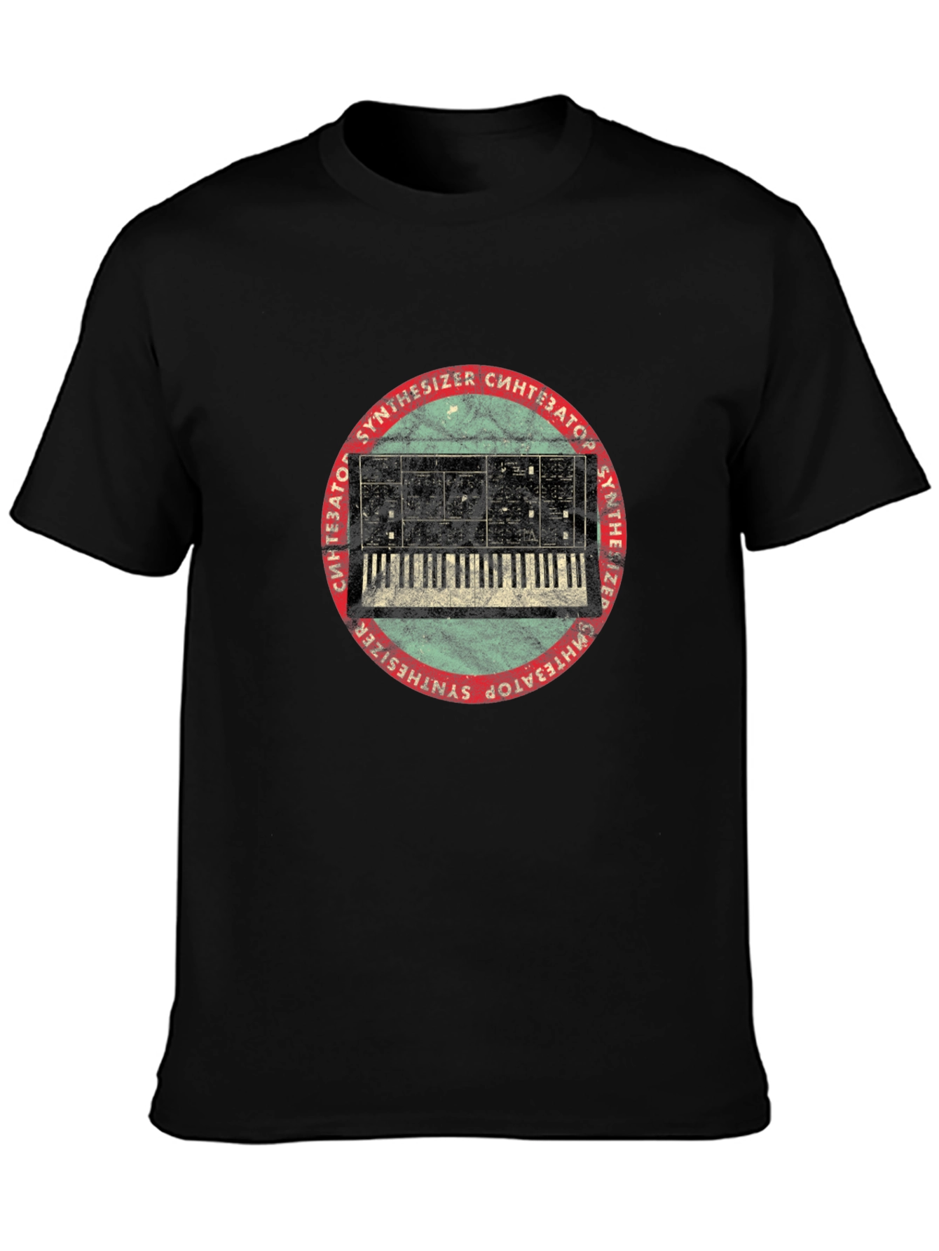 Black Synthesizer Graphic T-Shirt - Retro Music Tee view 3