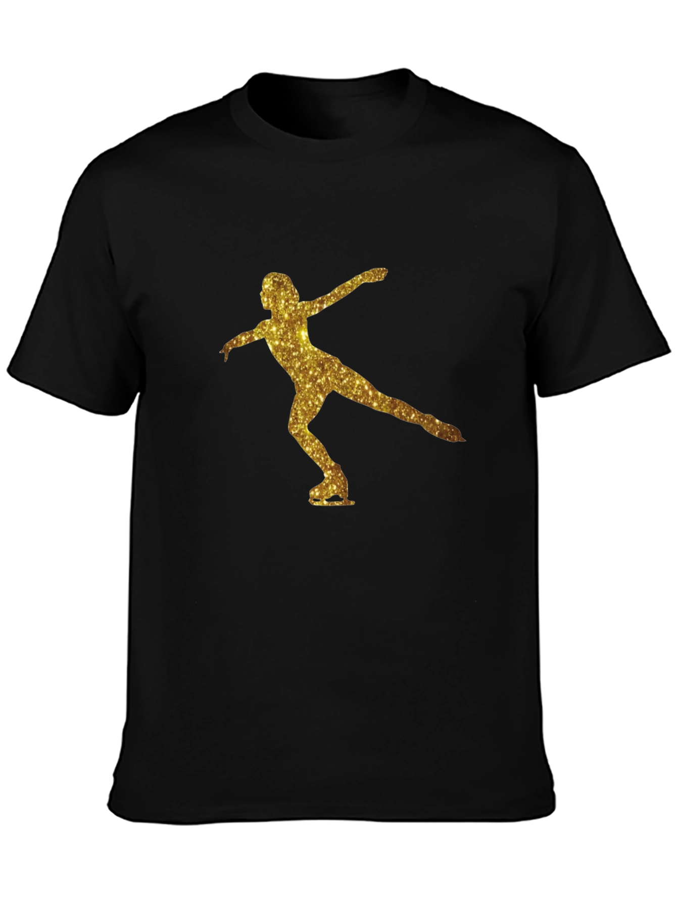 Black Gold Glitter Ice Skater T-Shirt - Black view 3