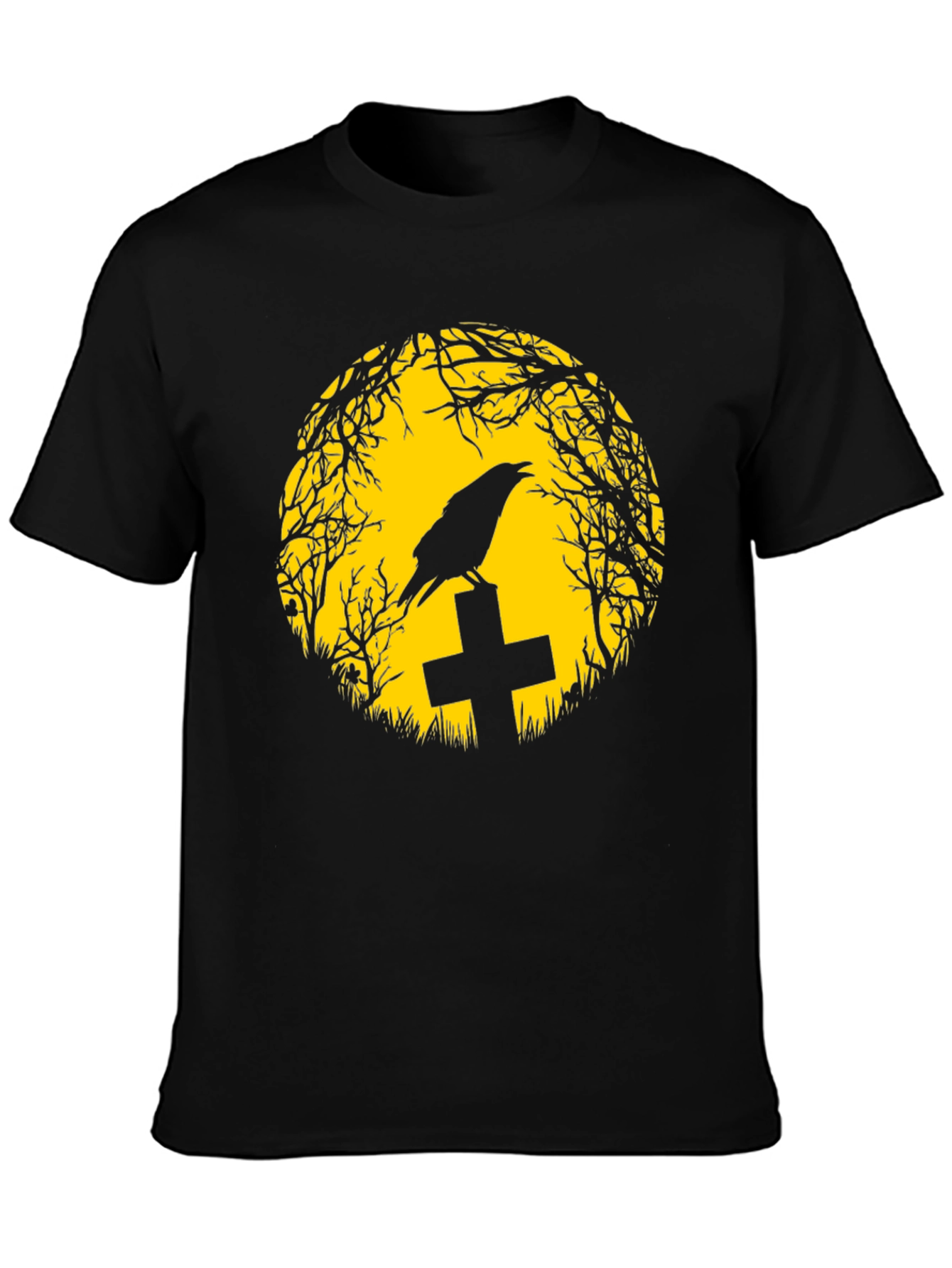 Black Raven on Tombstone T-Shirt view 3