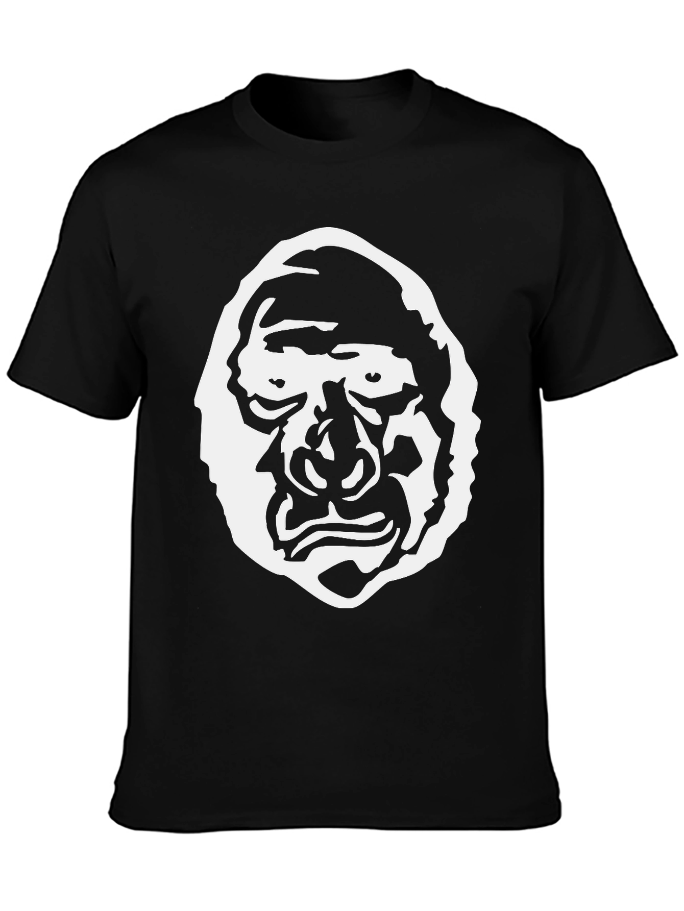 Black Graphic Tee - Grotesque Face Design, Black Cotton view 3