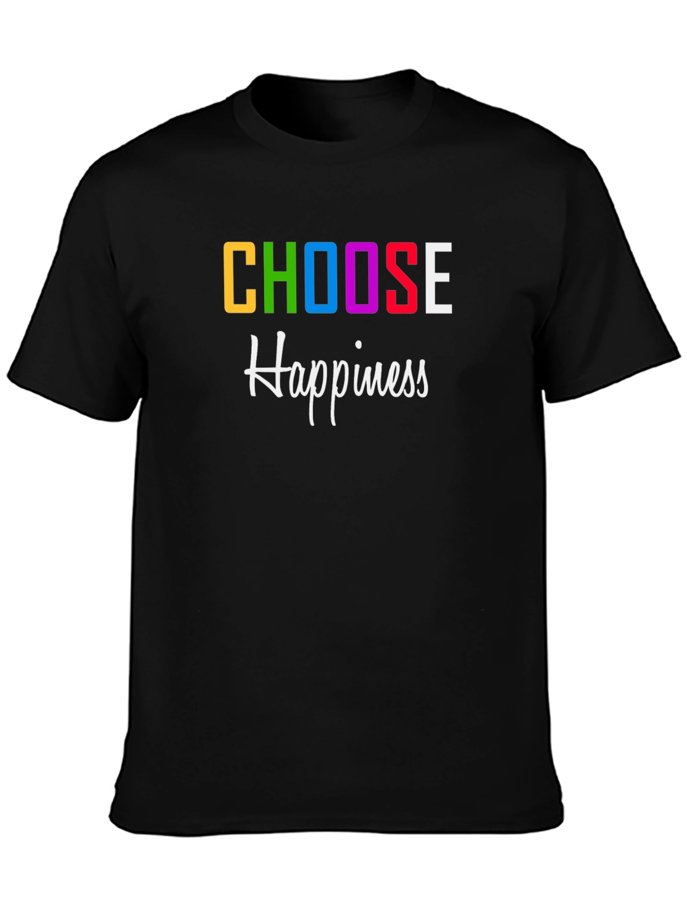 Black Choose Happiness Graphic Print T-Shirt view 3