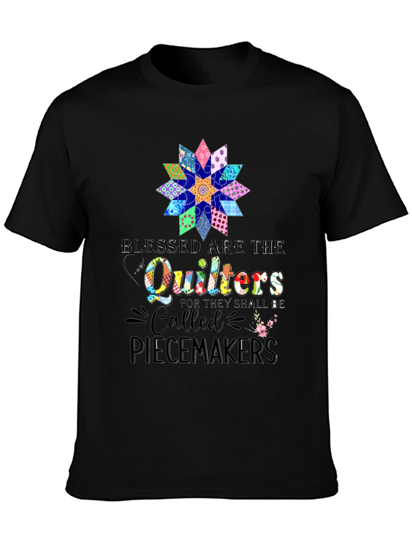 Black Quilters Piecemakers Black Graphic T-Shirt view 3
