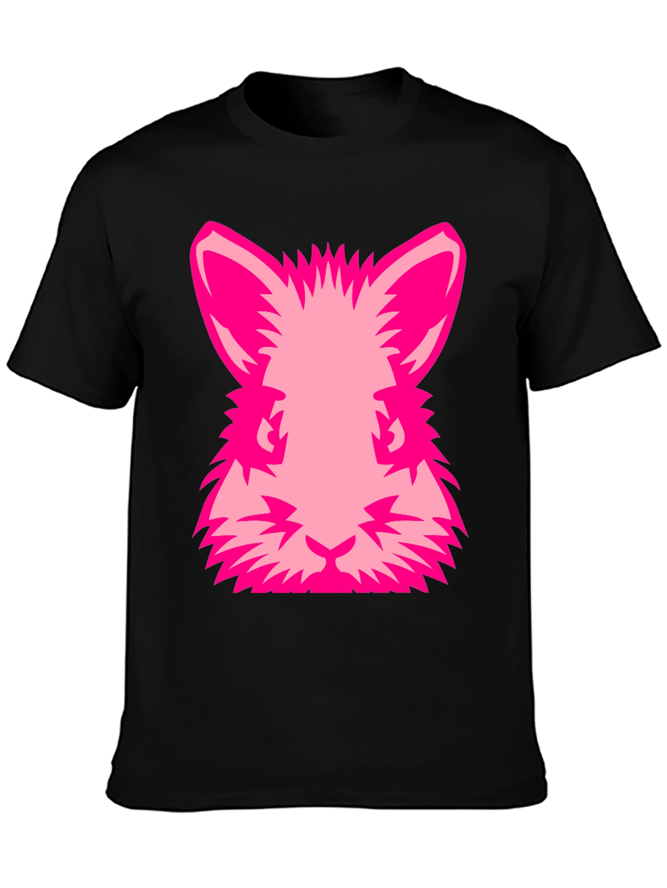 Black Pink Rabbit Graphic Tee - Black Cotton Blend Shirt view 3