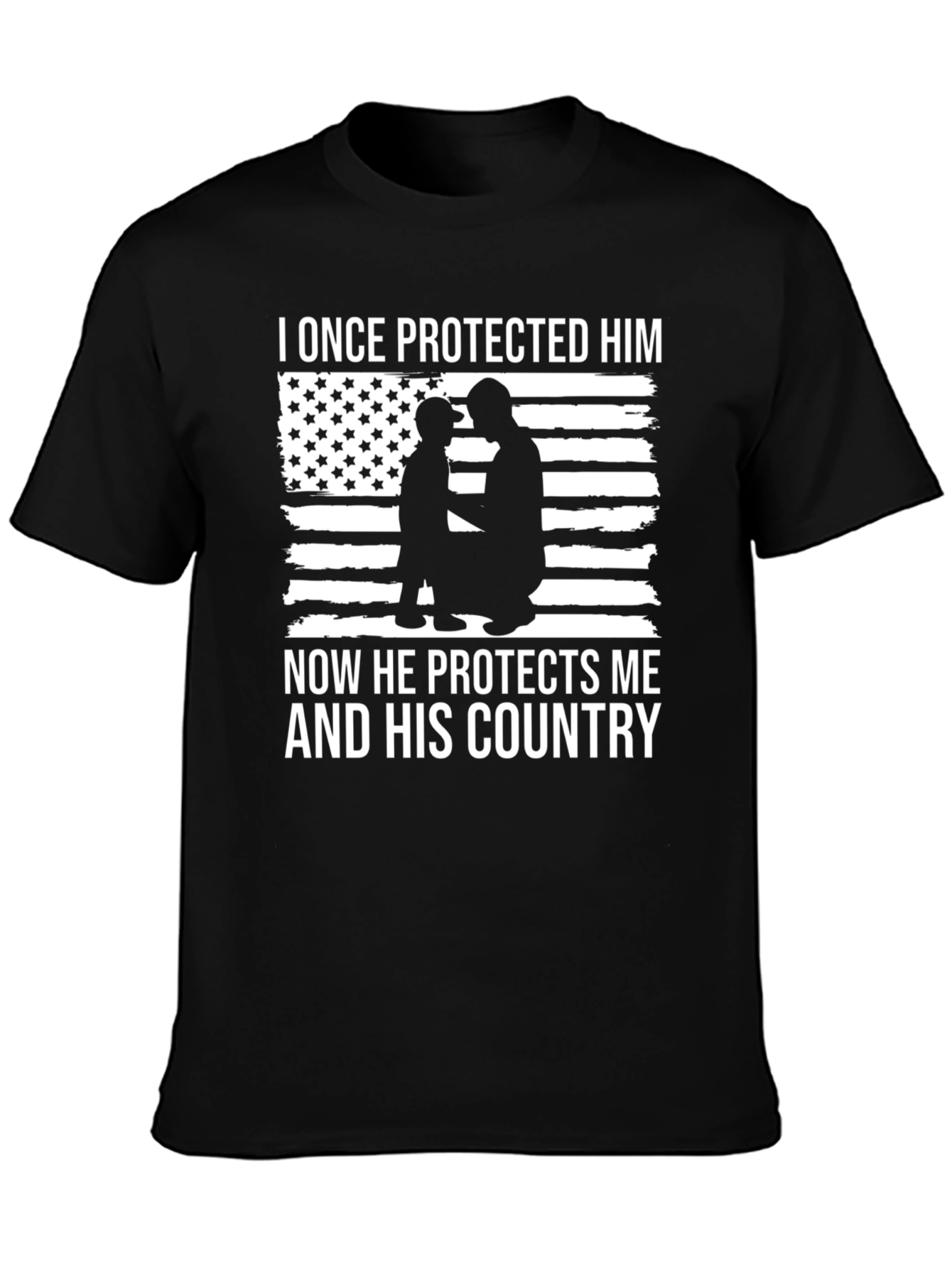 Black I Once Protected Him T-Shirt - Patriotic Father & Son Tee view 3