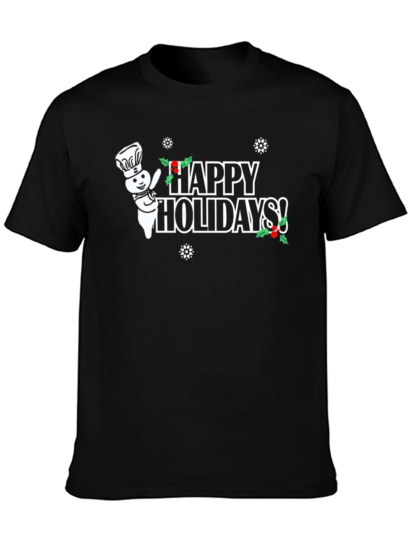 Black Happy Holidays T-Shirt view 3