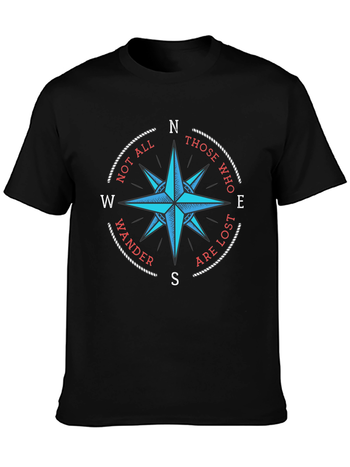 Black Wanderlust Compass Graphic Tee - Black Cotton T-Shirt view 3
