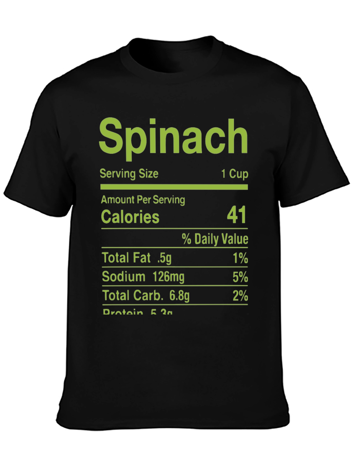 Black Spinach Nutrition Facts T-Shirt - Novelty Tee view 3