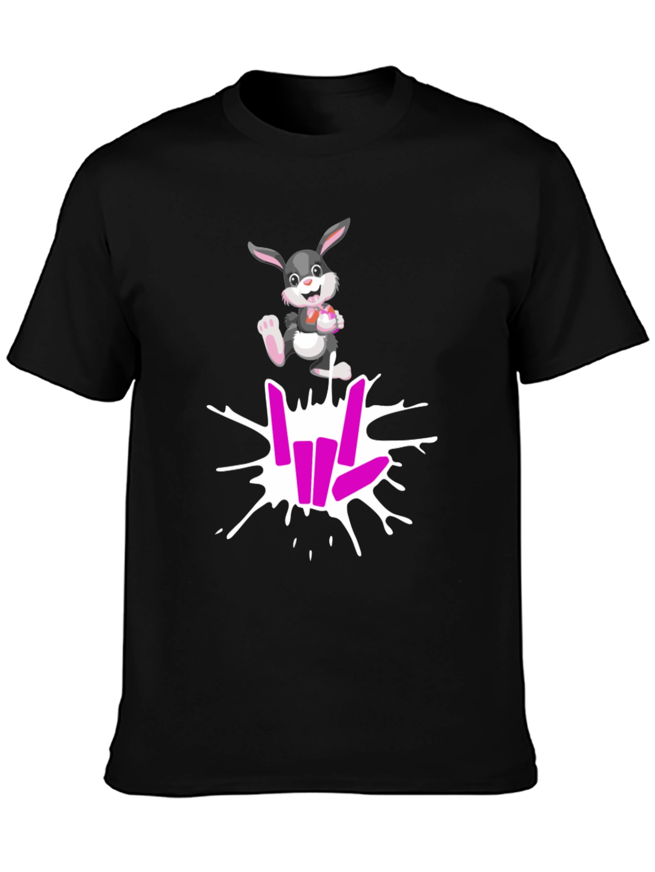 Black Cool Rabbit Share Love T-Shirt view 3