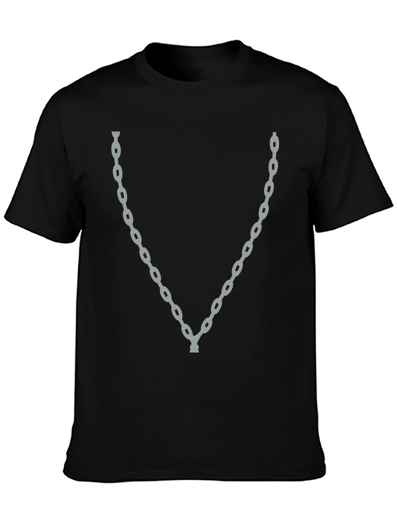 Black Men's Chain Graphic Tee - Stylish Crew Neck T-Shirt view 3