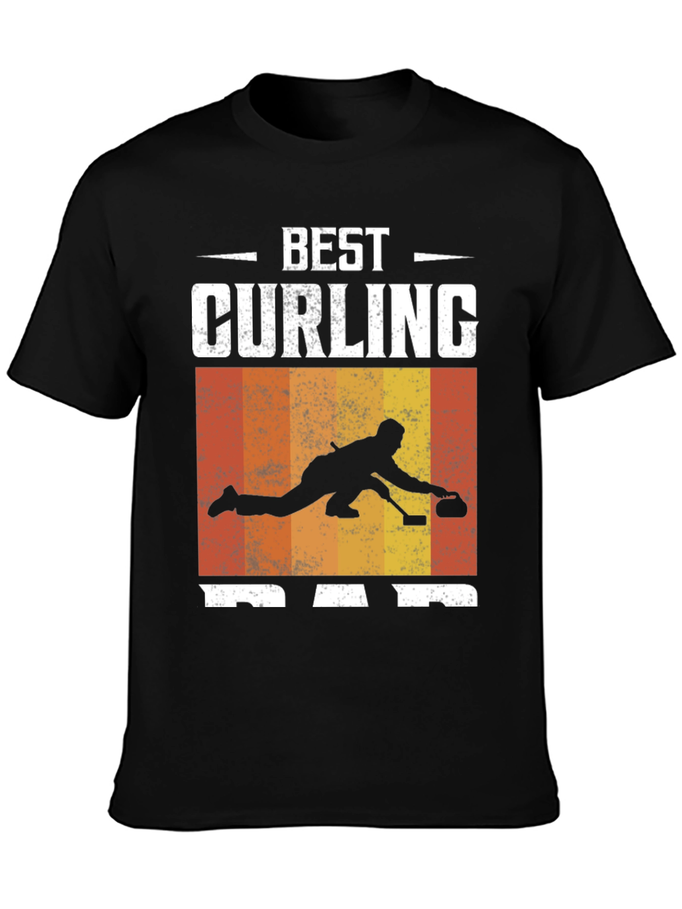 Black Best Curling Dad T-Shirt Black Graphic Tee view 3