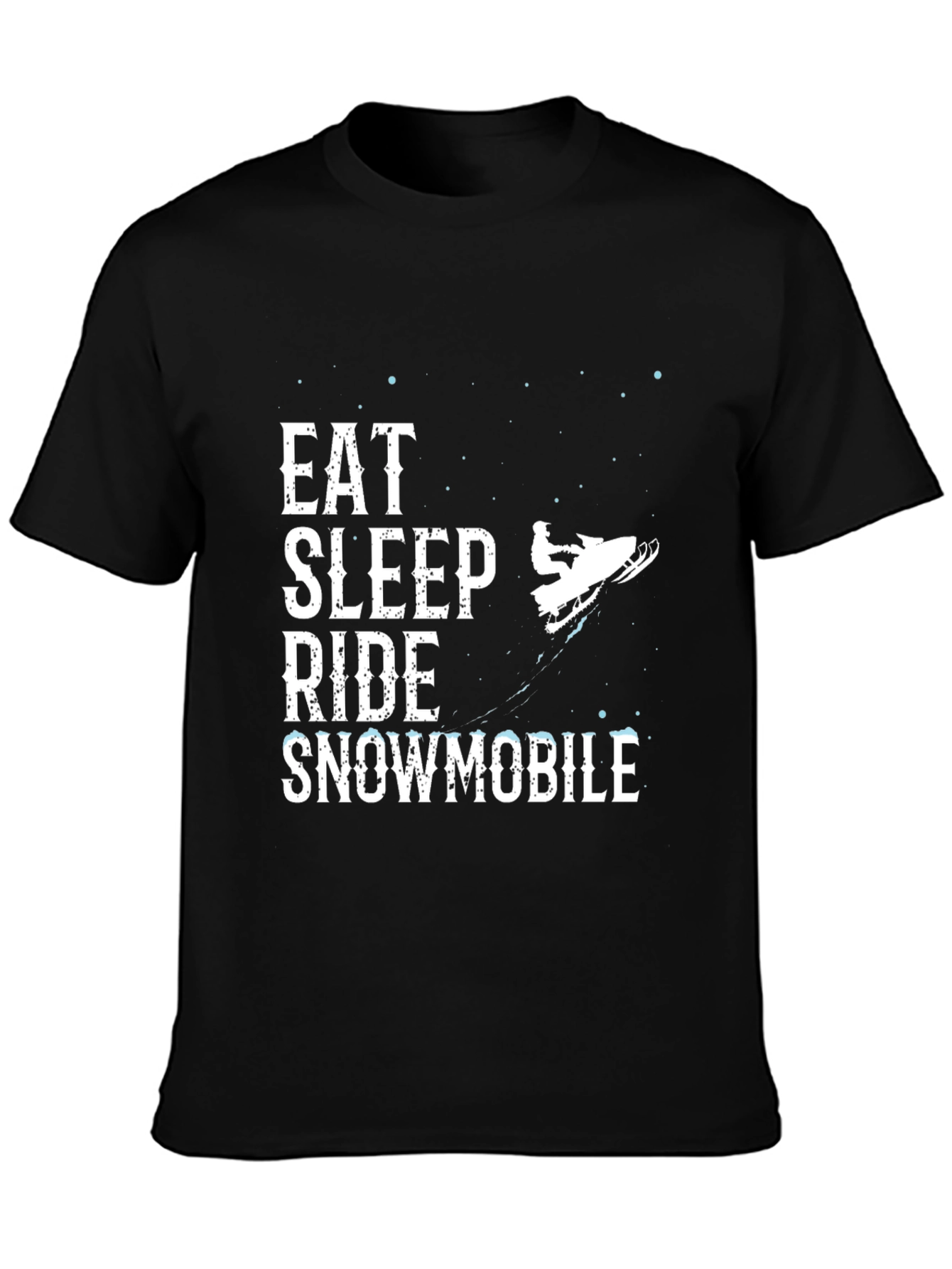 Black Eat Sleep Ride Snowmobile Black Graphic Tee view 3