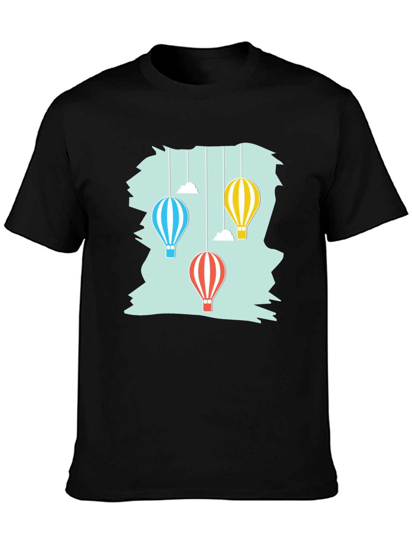 Black Hot Air Balloon Graphic Tee - Soft Cotton Casual Shirt view 3