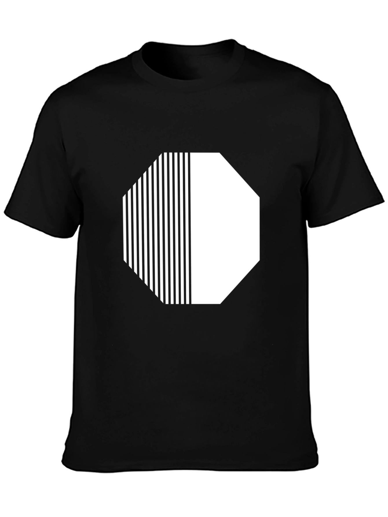 Black Abstract Graphic Tee - Octagon Design - Black view 3