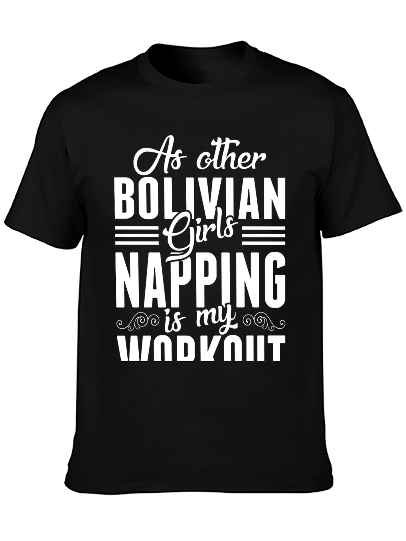 Black Bolivian Girls Napping Workout Graphic Tee view 3