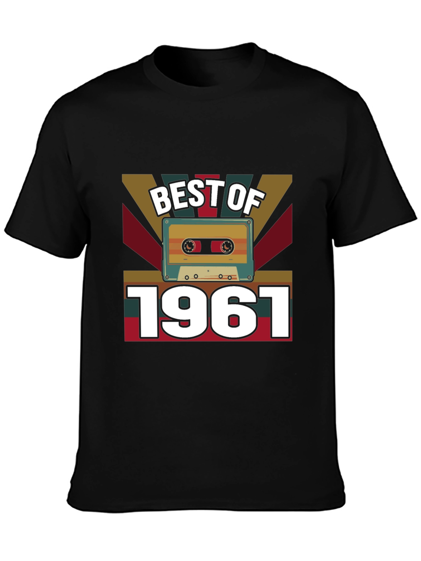 Black Best of 1961 Cassette Tape Graphic T-Shirt view 3