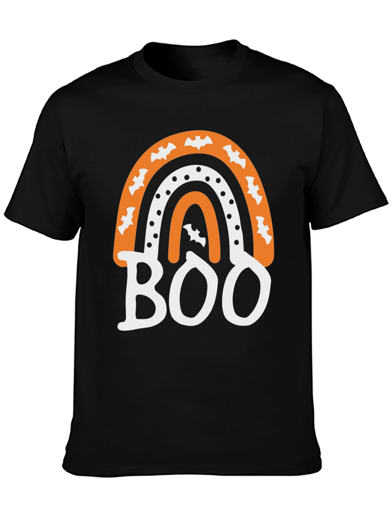 Black Halloween Boo Rainbow T-Shirt view 3