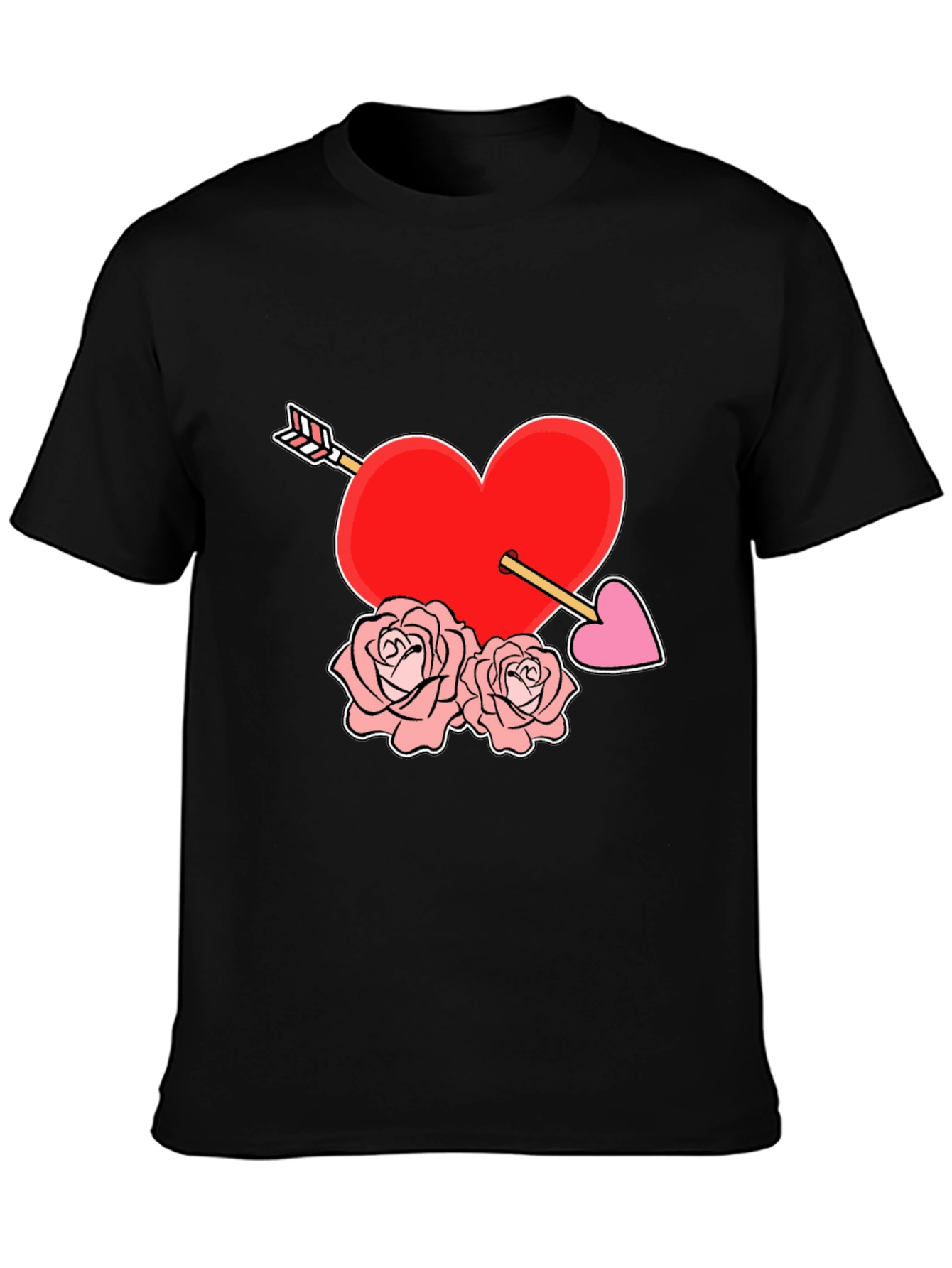 Black Heart Arrow Roses Graphic Tee view 3