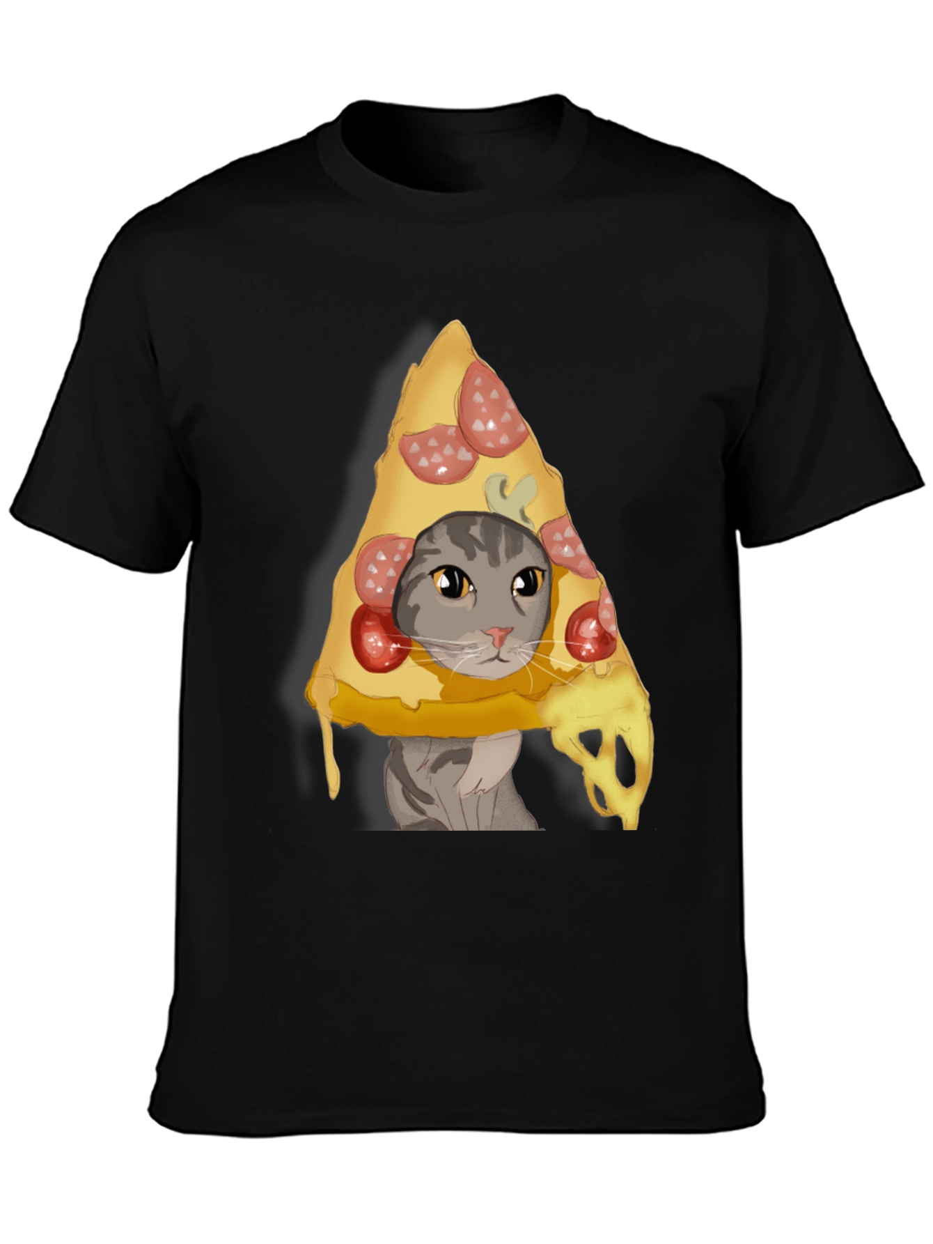 Black Pizza Cat Graphic T-Shirt - Funny & Unique view 3