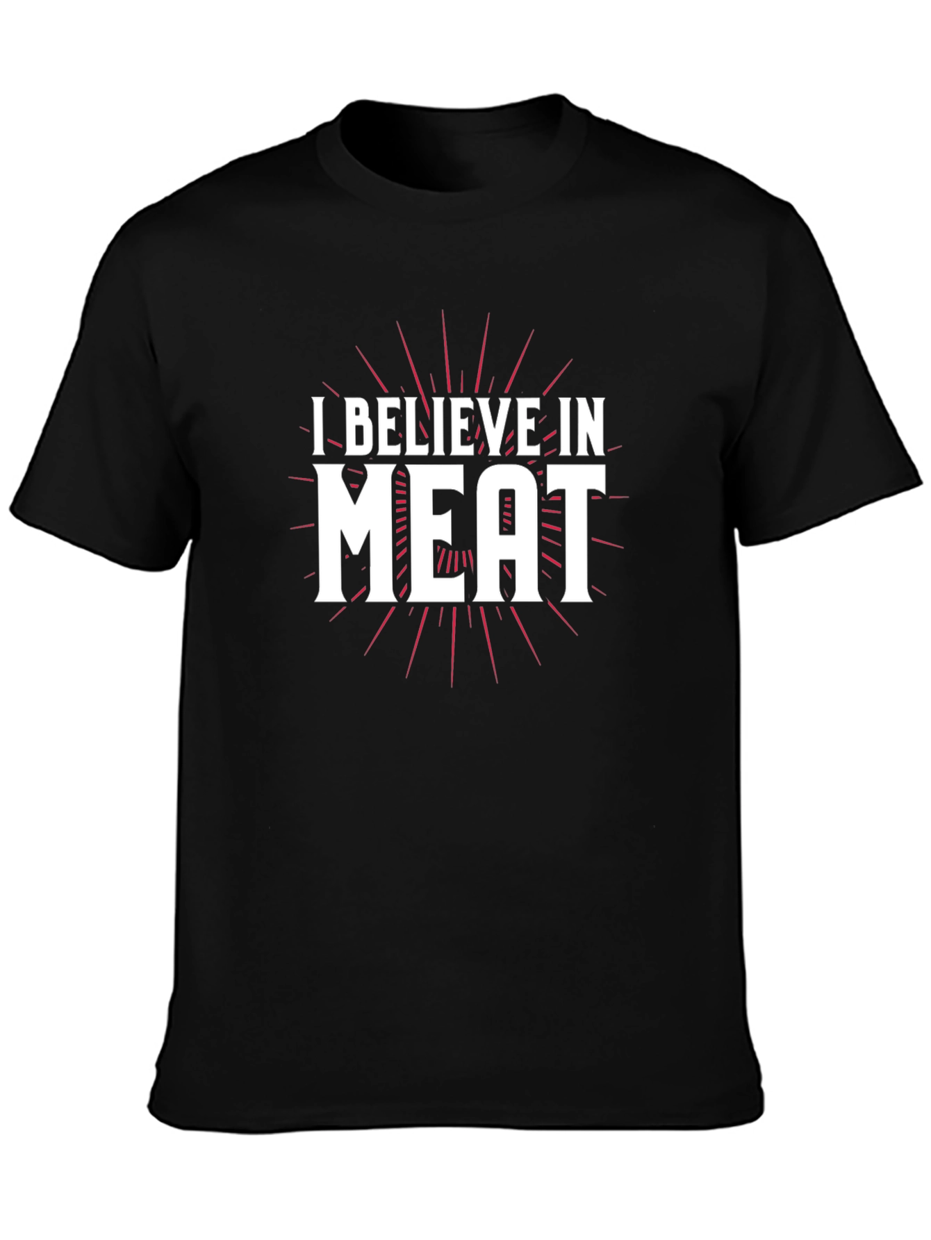 Black I Believe In Meat Graphic Black T-Shirt view 3