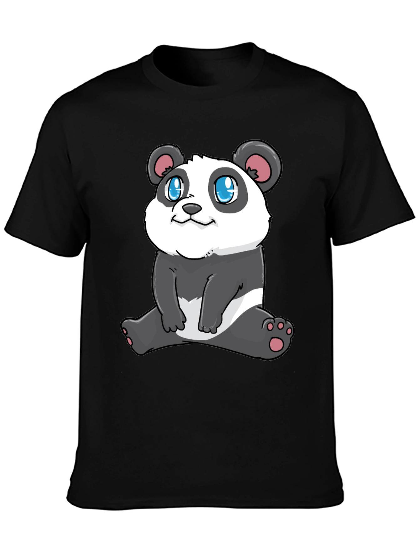 Black Cute Panda Graphic Tee - Stylish Black T-Shirt view 3